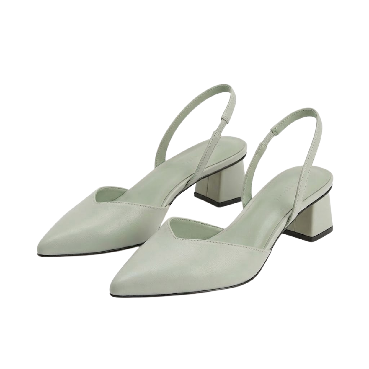 Zapatos de tacón con tira trasera, punta puntiaguda y pequeño tacón cuadrado para mujer