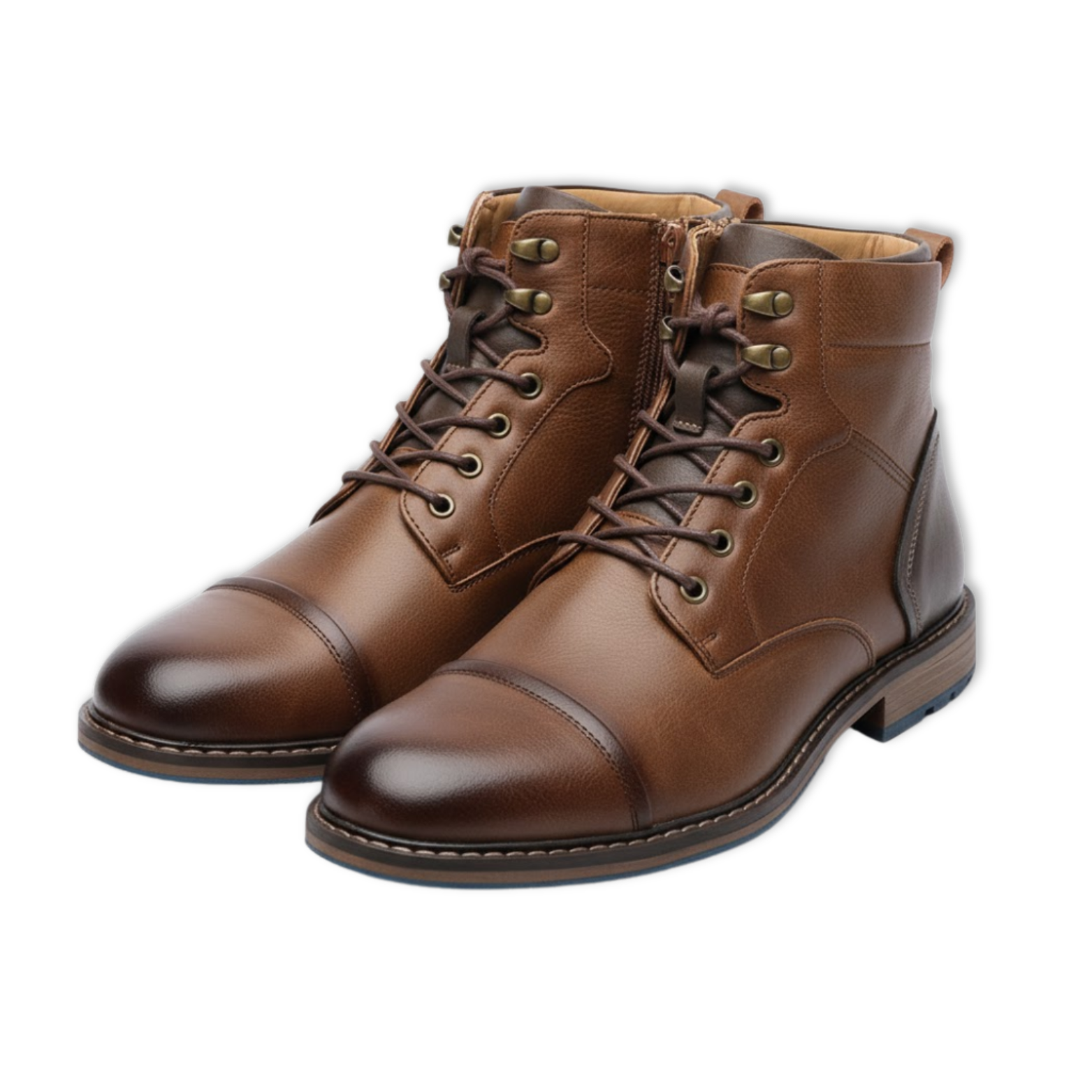 Férfi bőr bokacsizma dombornyomott, párnázott bokarész, masszív gumitalp