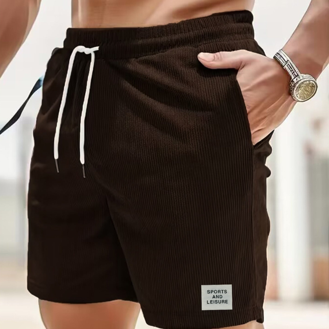 Men's velvet high shorts — casual summer clothing with drawstring