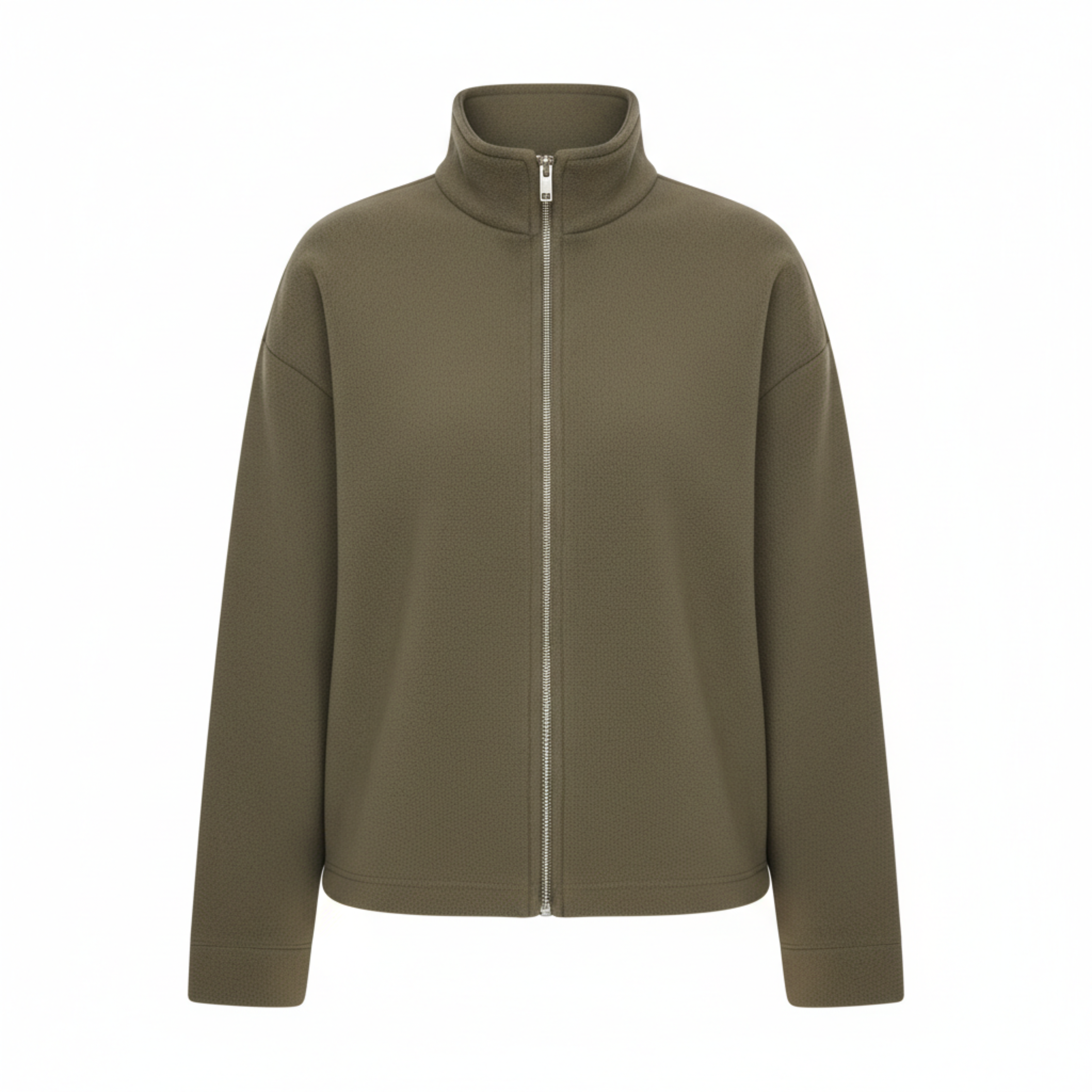 Veste Courte Zippée à Col Montant et Manches Longues pour Femme