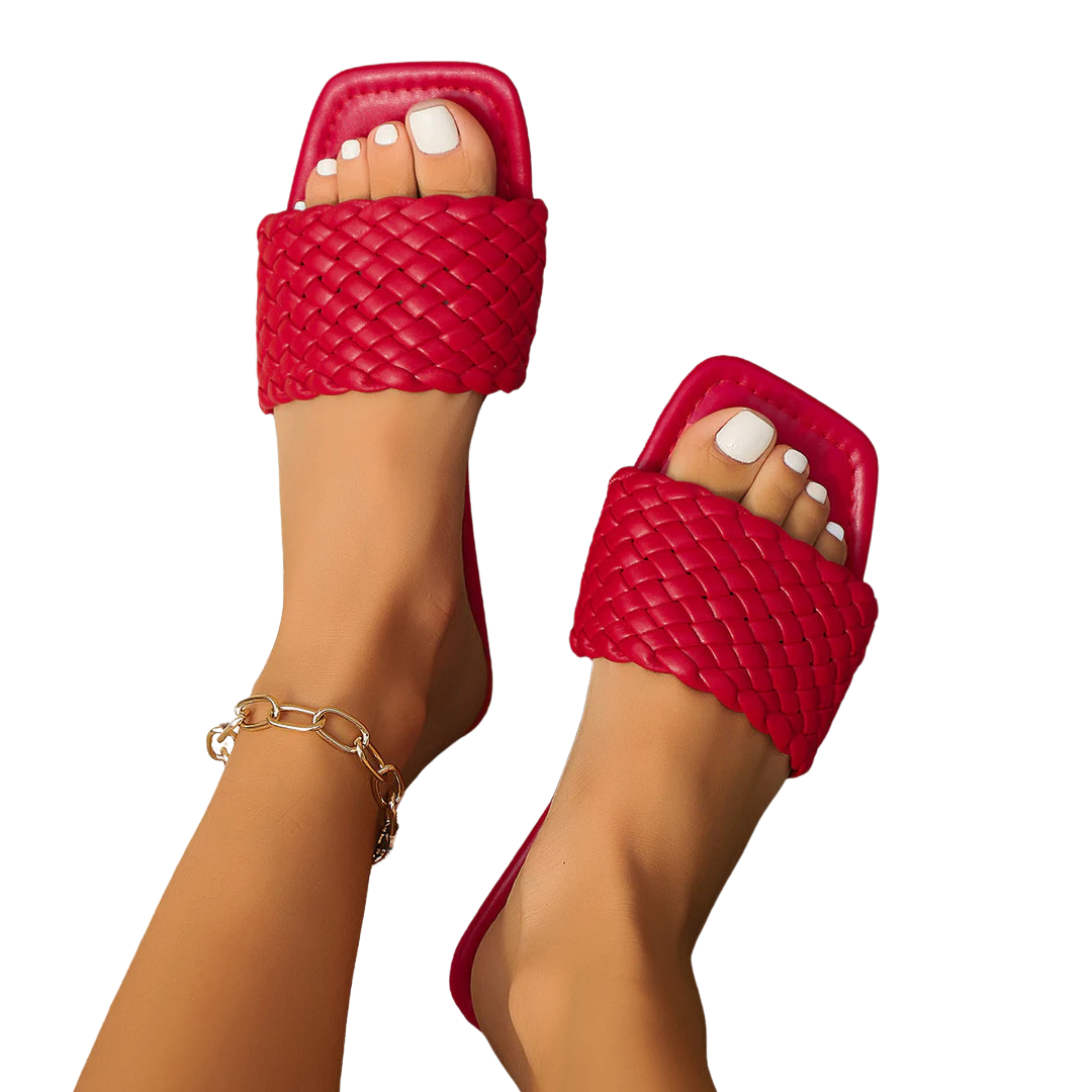 Sandales à brides tressées pour femme — semelle rembourrée — mode plage