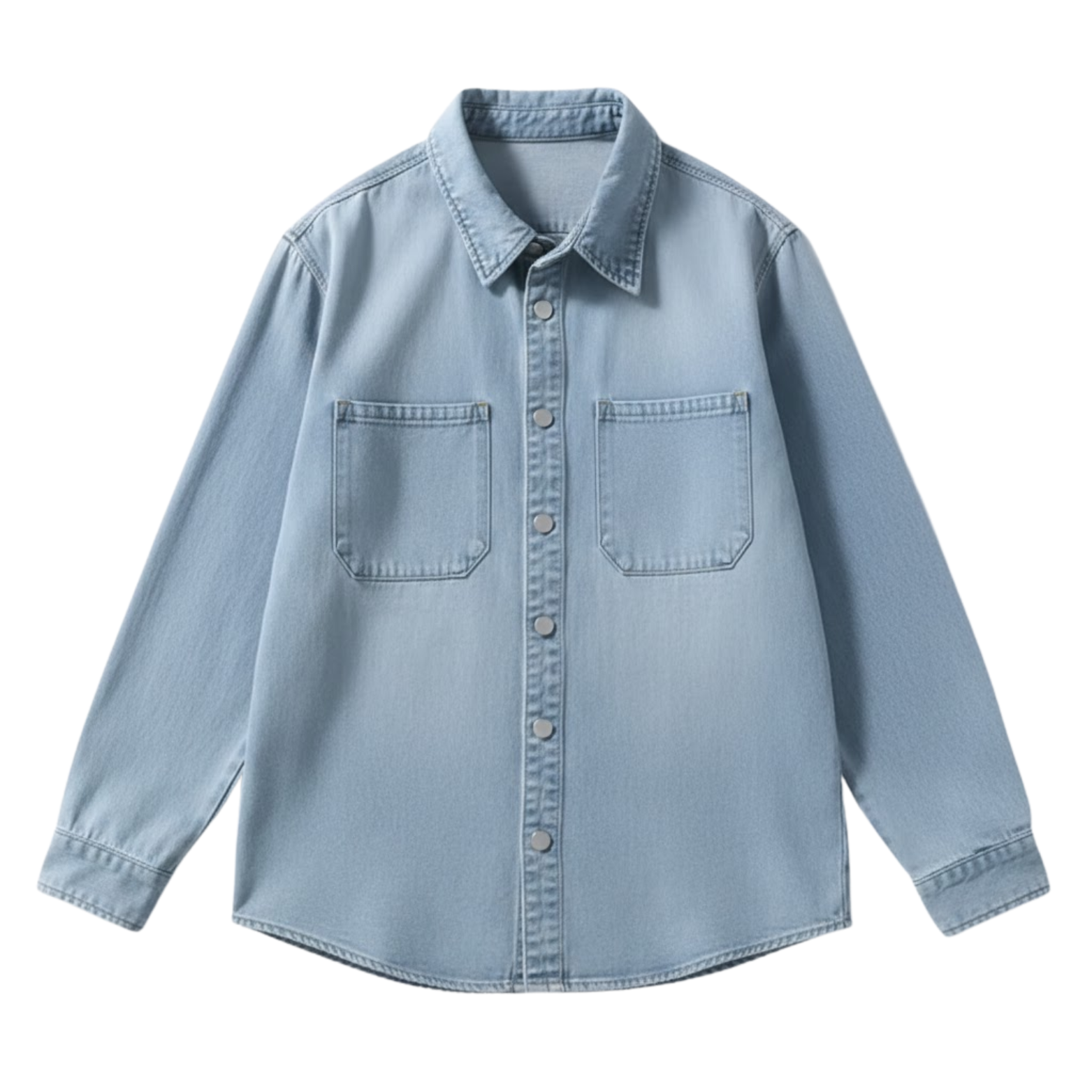 Weites Herrenhemd aus Baumwoll-Jeansstoff im Vintage-Stil mit langen Ärmeln