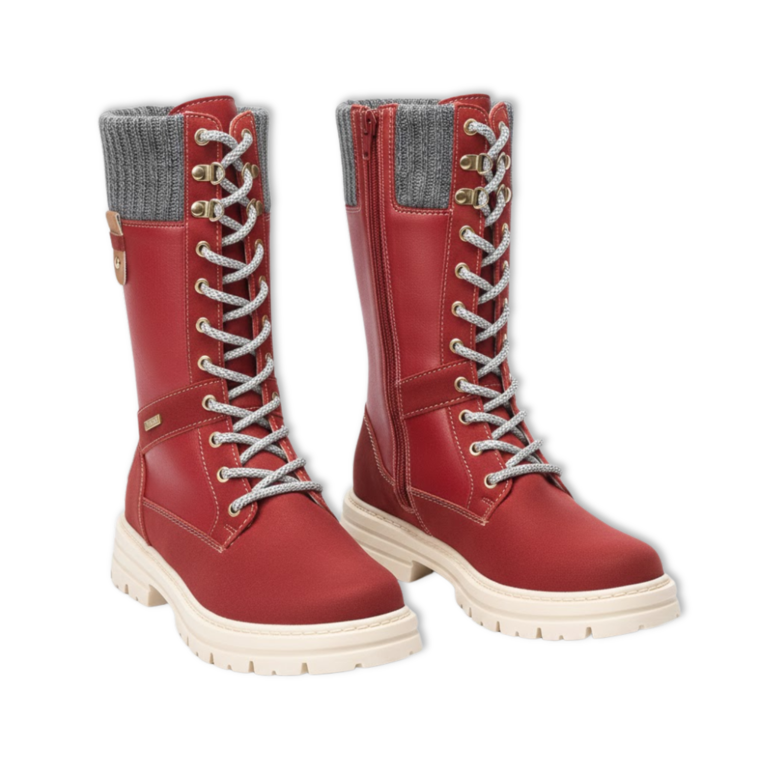 Retro women's boots winter lace-up mid-calf platform boots