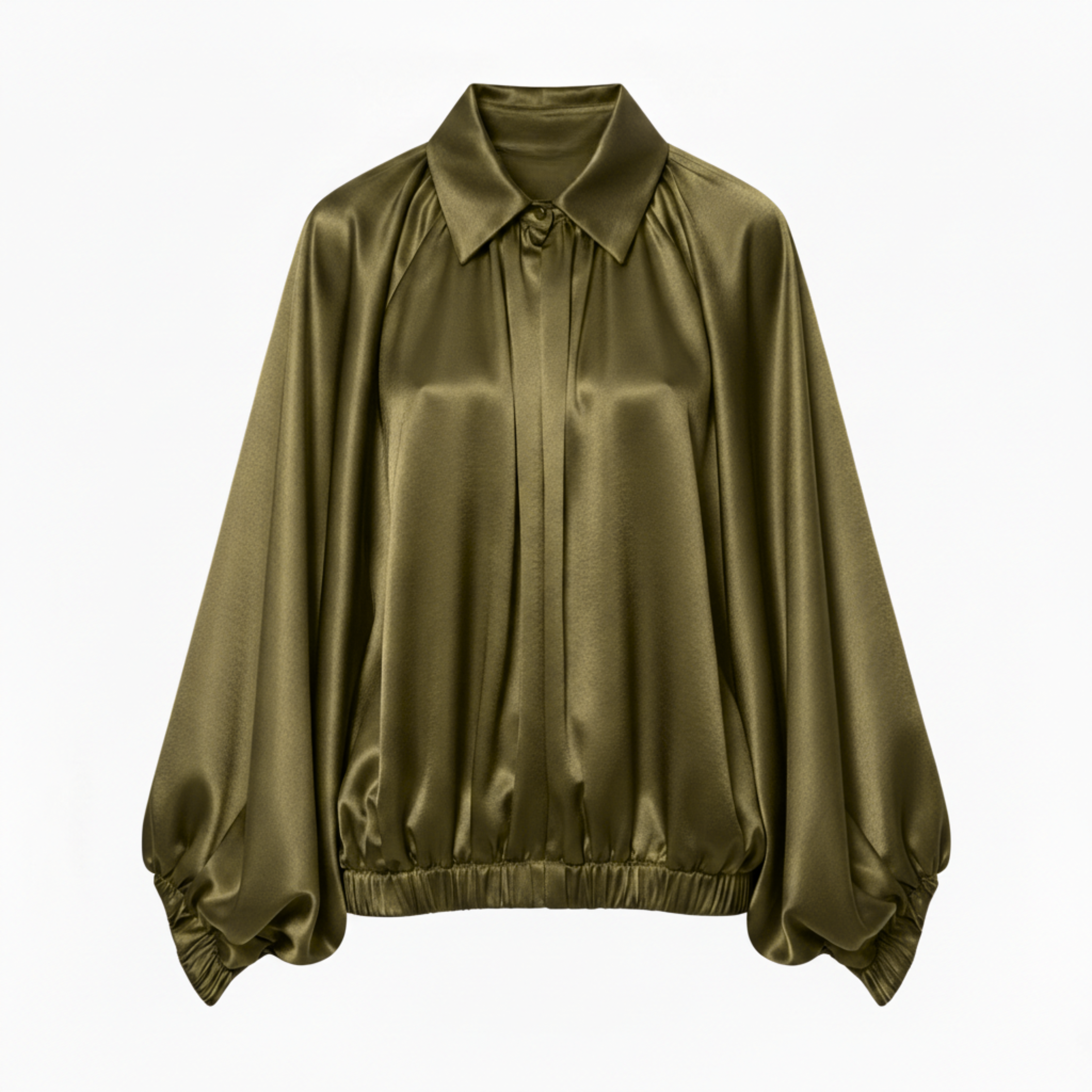Blouson Bomber Oversize en Polyester à Col Rabattu et Fermeture Éclair pour Femme