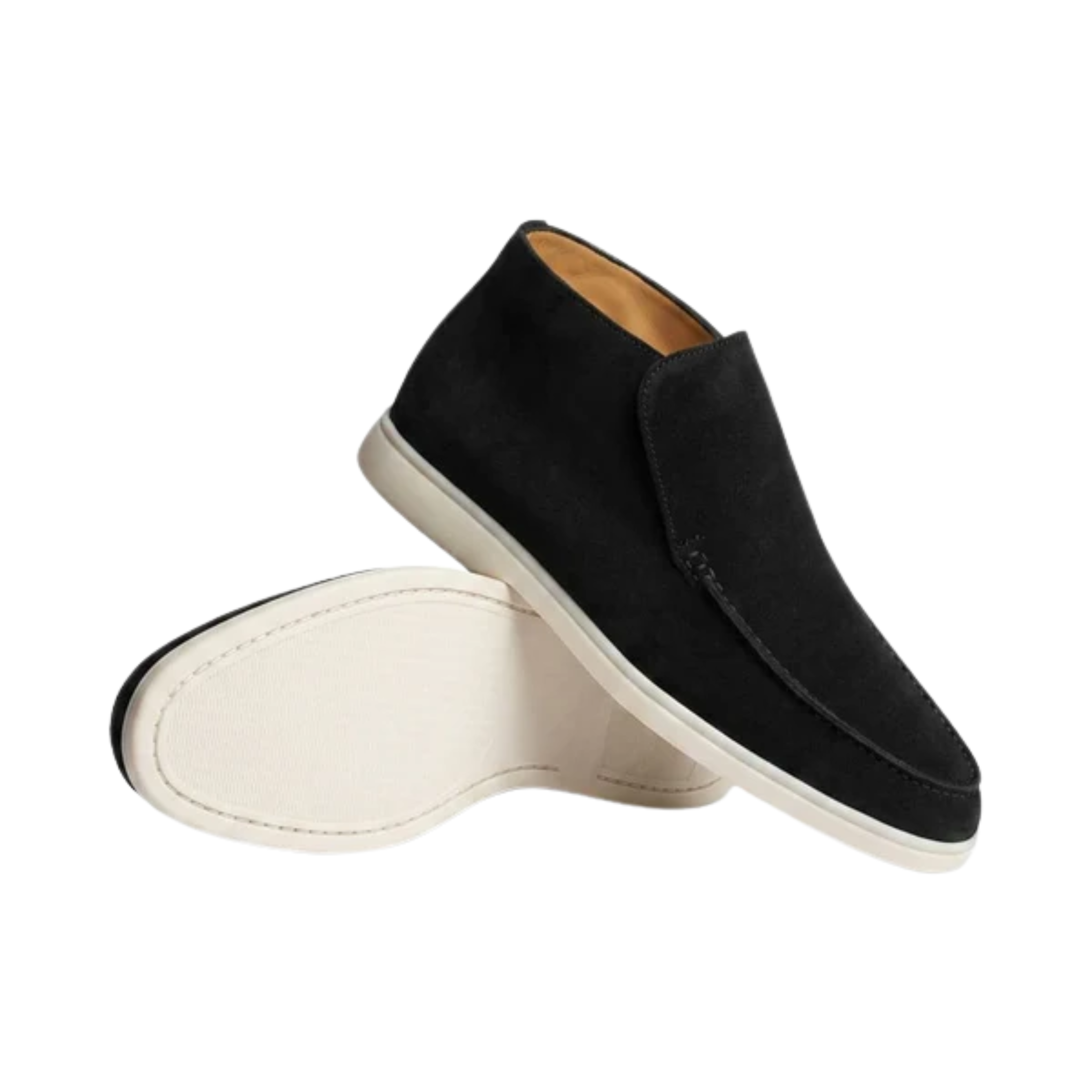 Mocasines altos para hombre — botines de ante para poner fácilmente — estilo oficina chic casual