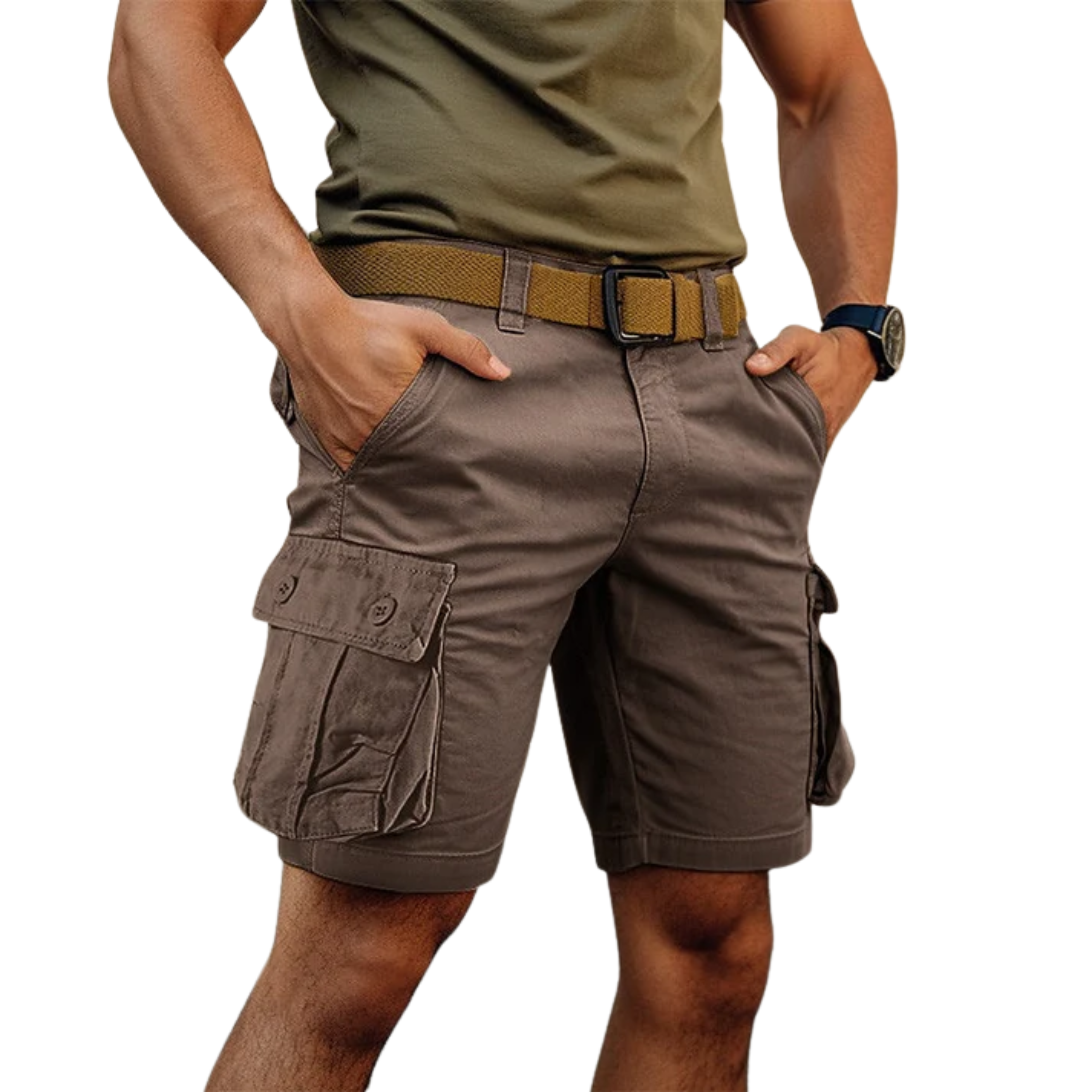 Short de Style Militaire pour Homme avec Poches de Rangement et Coupe Ample