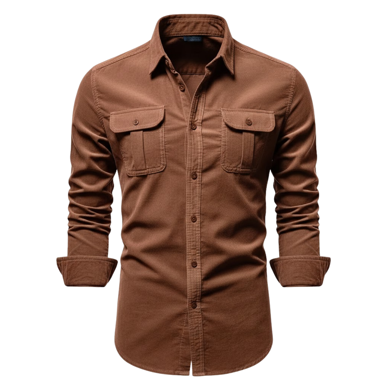 Camisa de pana 100% algodón para hombre corte ajustado con bolsillos en el pecho