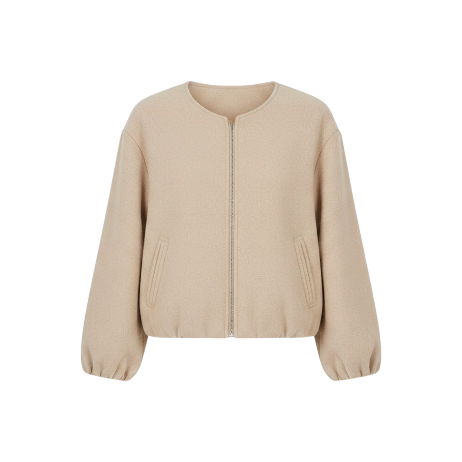 Veste bomber courte pour femme avec fermeture éclair et col rond décontractée