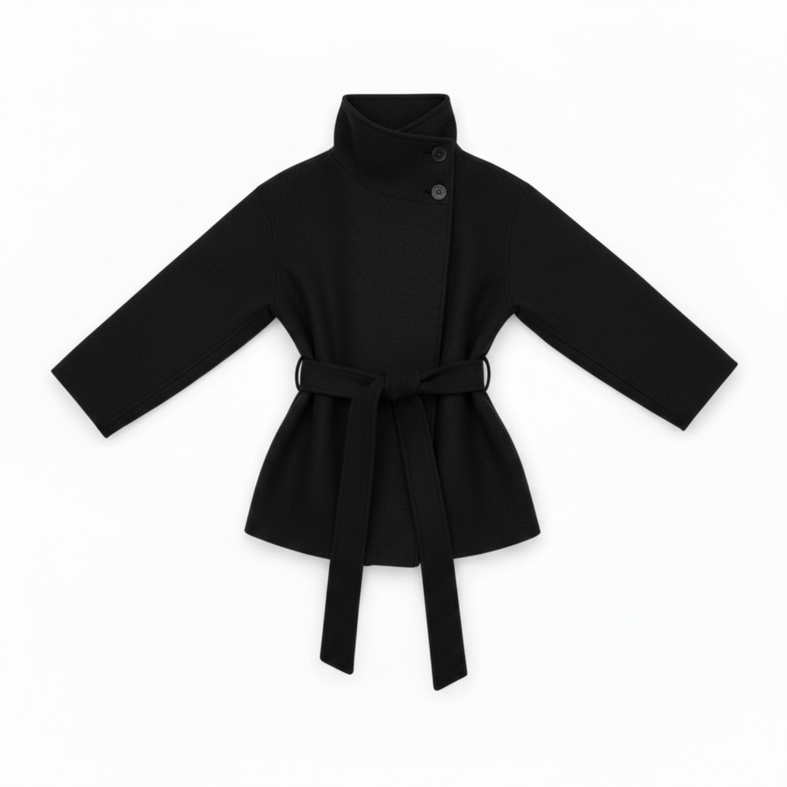 Damenmantel aus Kunstpelz mit Stehkragen und Gürtel, warme schicke Jacke