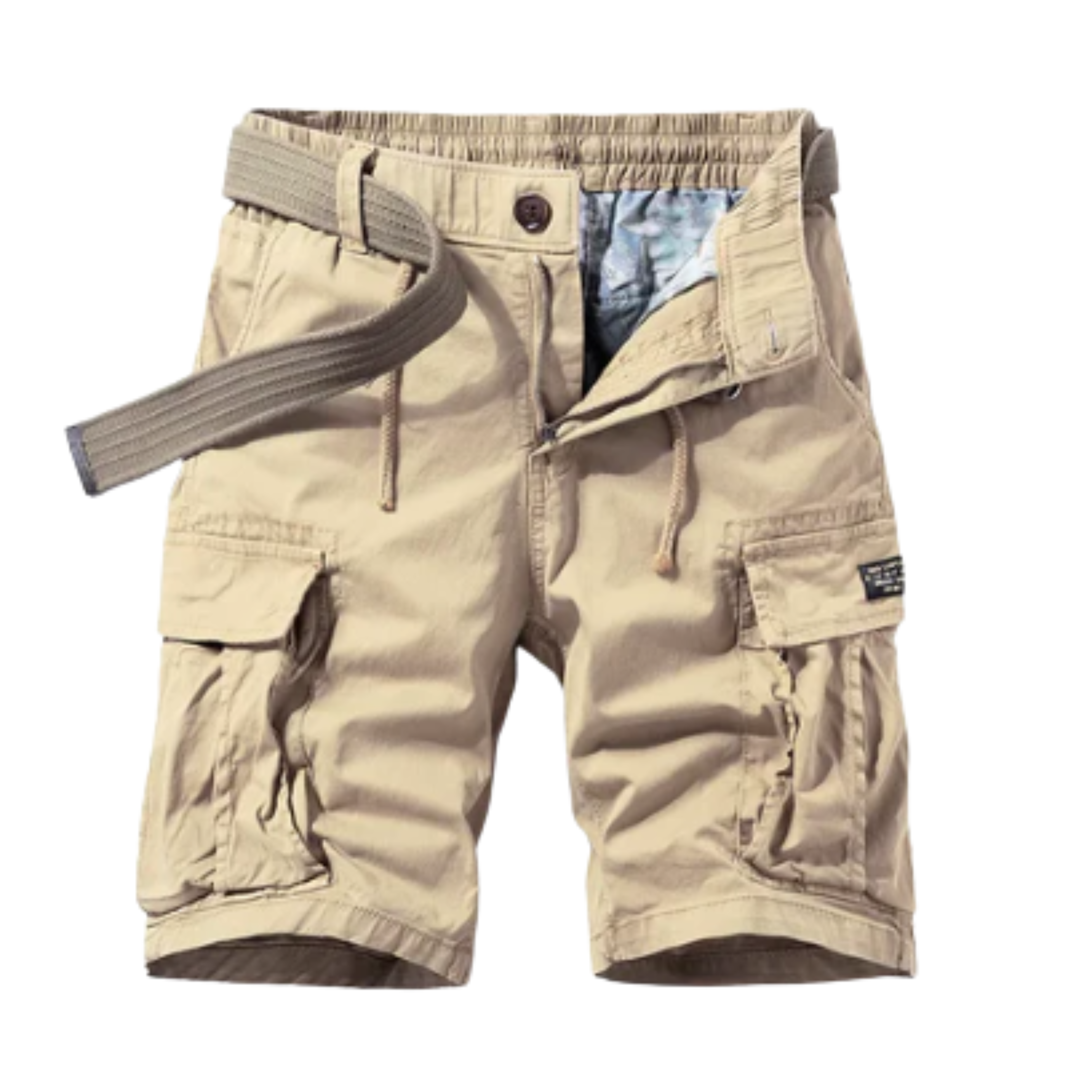 Cotton cargo bermuda shorts — multi-pocket utility style — vacation