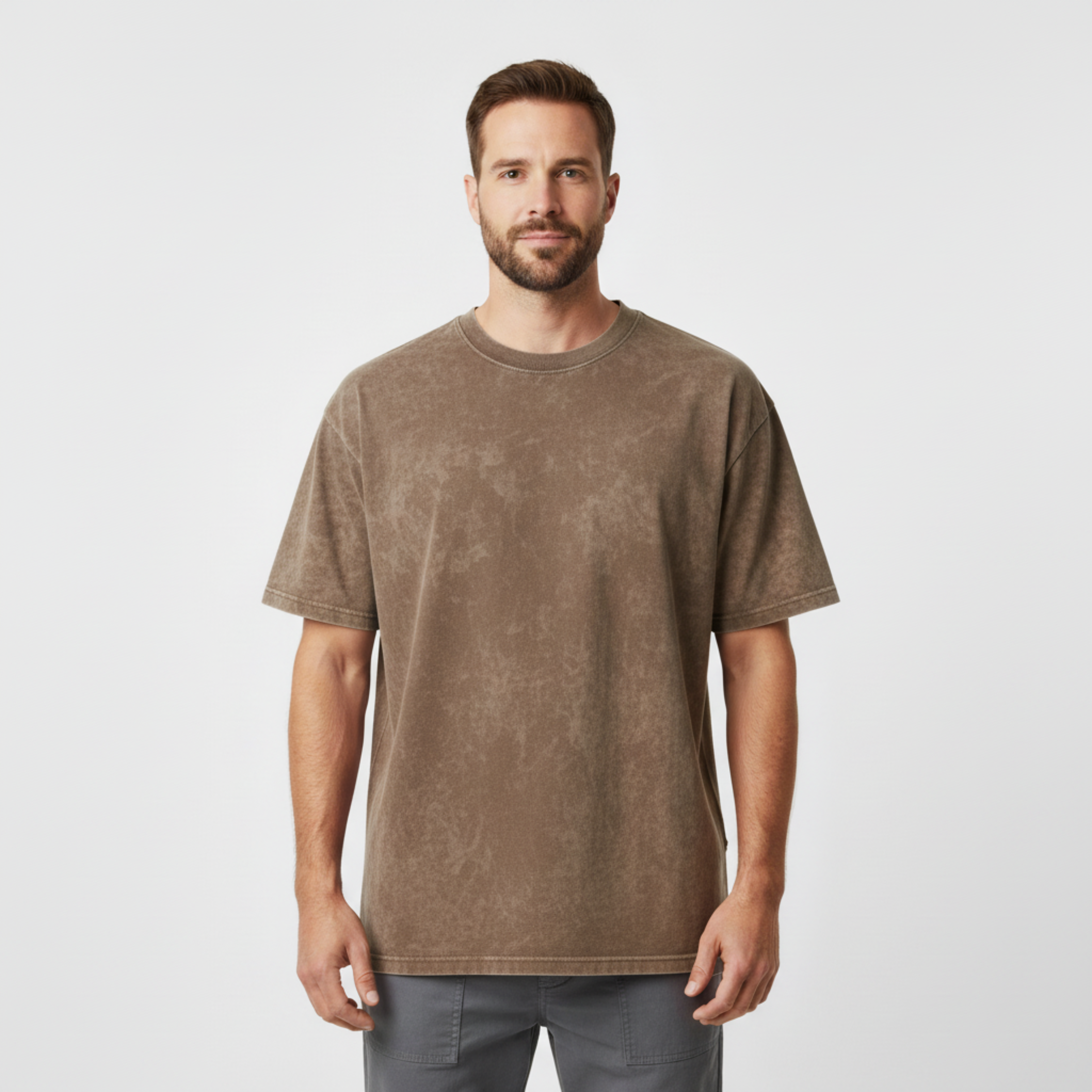 T-shirt Vintage délavé à l'acide en coton épais pour homme et femme coupe oversized