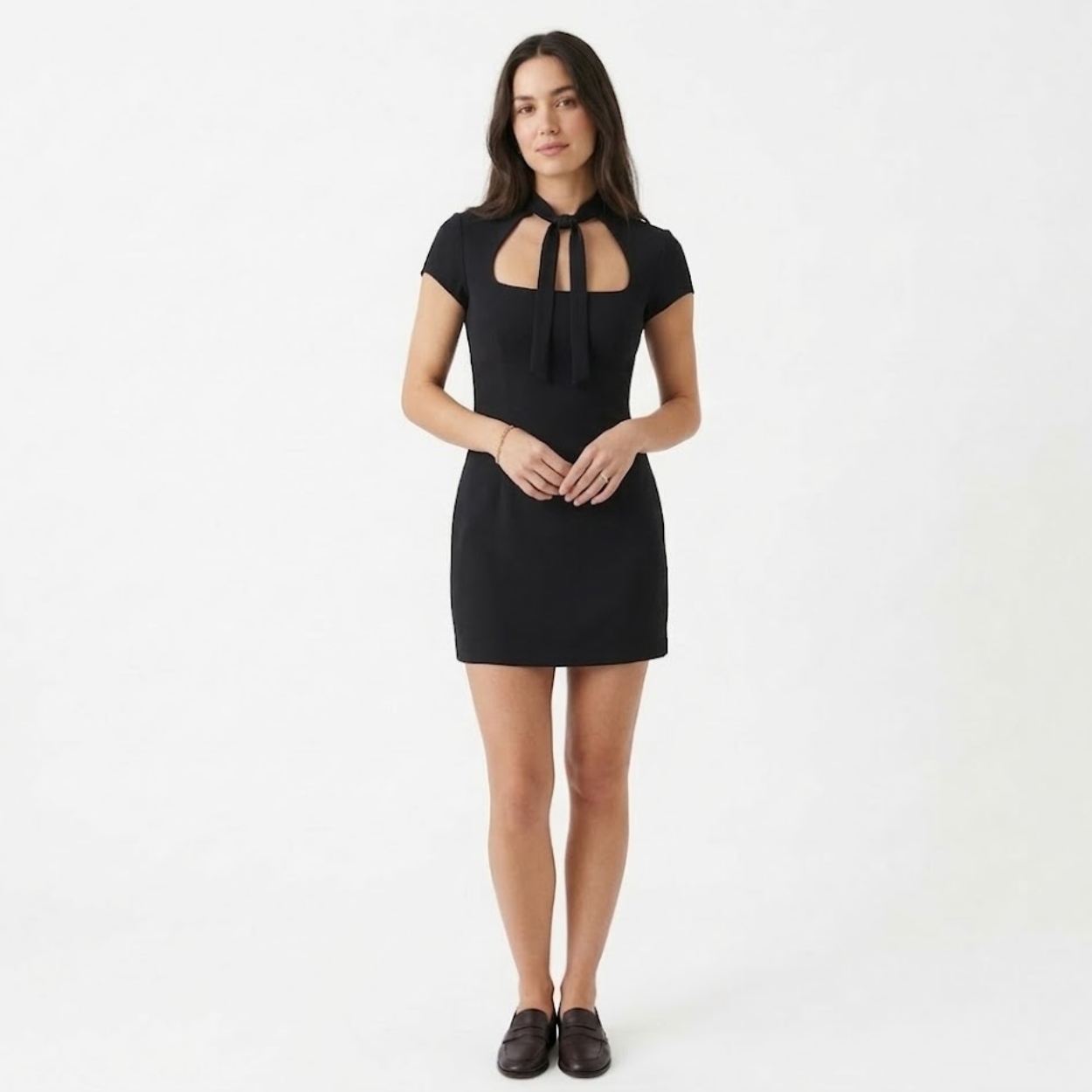 Short Polka Dot Dress with Off-Shoulder and Front Lacing for Women