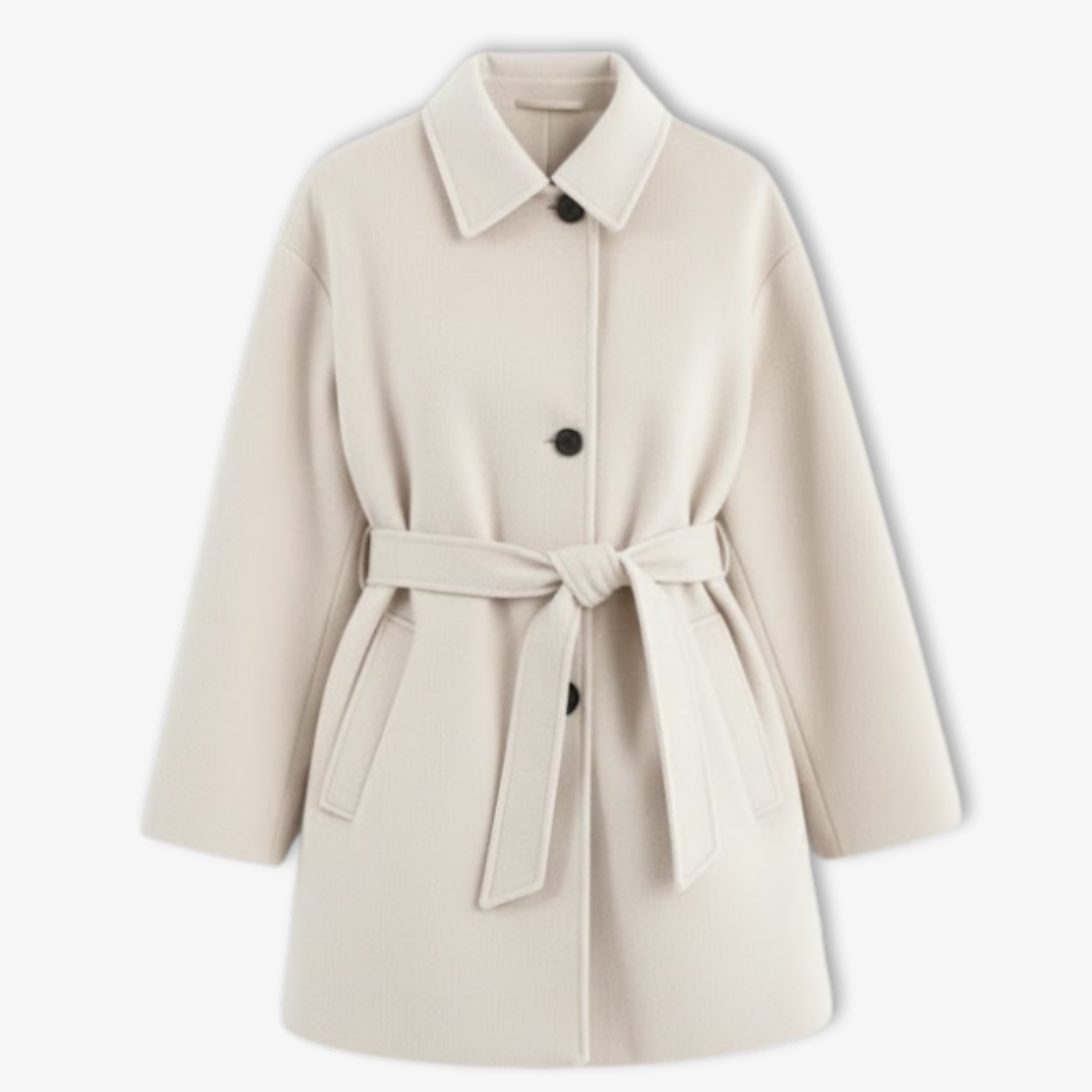 Trendy double collar wool coat for women, long sleeves