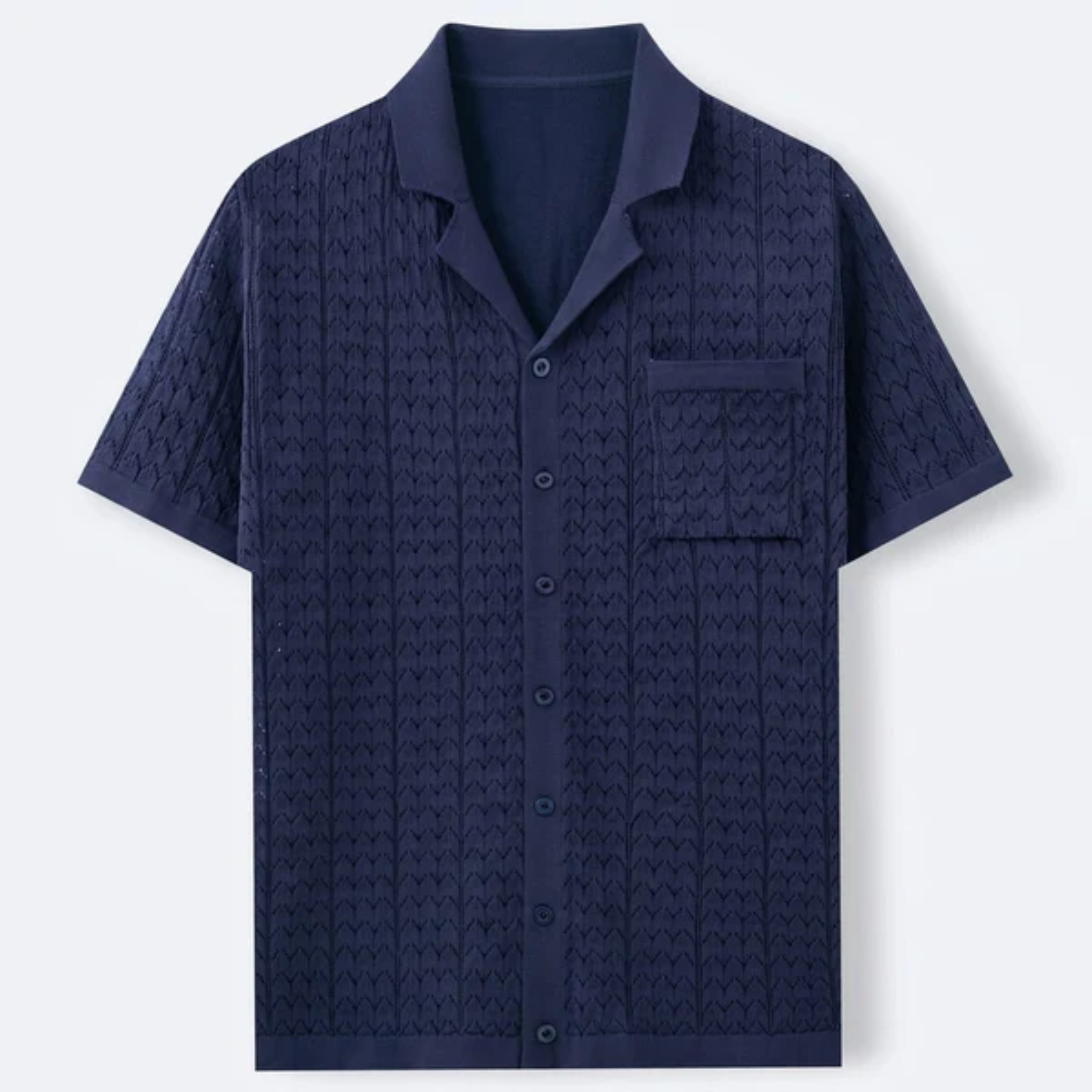 Men's knit polo shirt — jacquard pattern — casual retro style