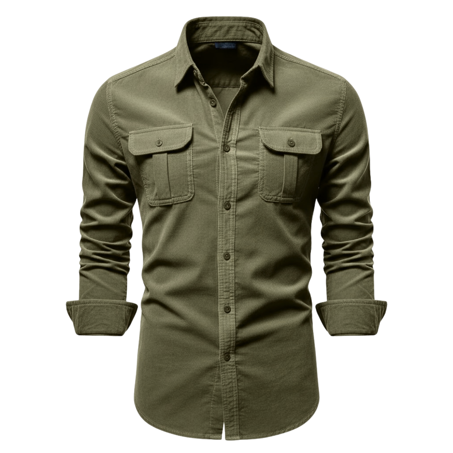 Camisa de pana 100% algodón para hombre corte ajustado con bolsillos en el pecho