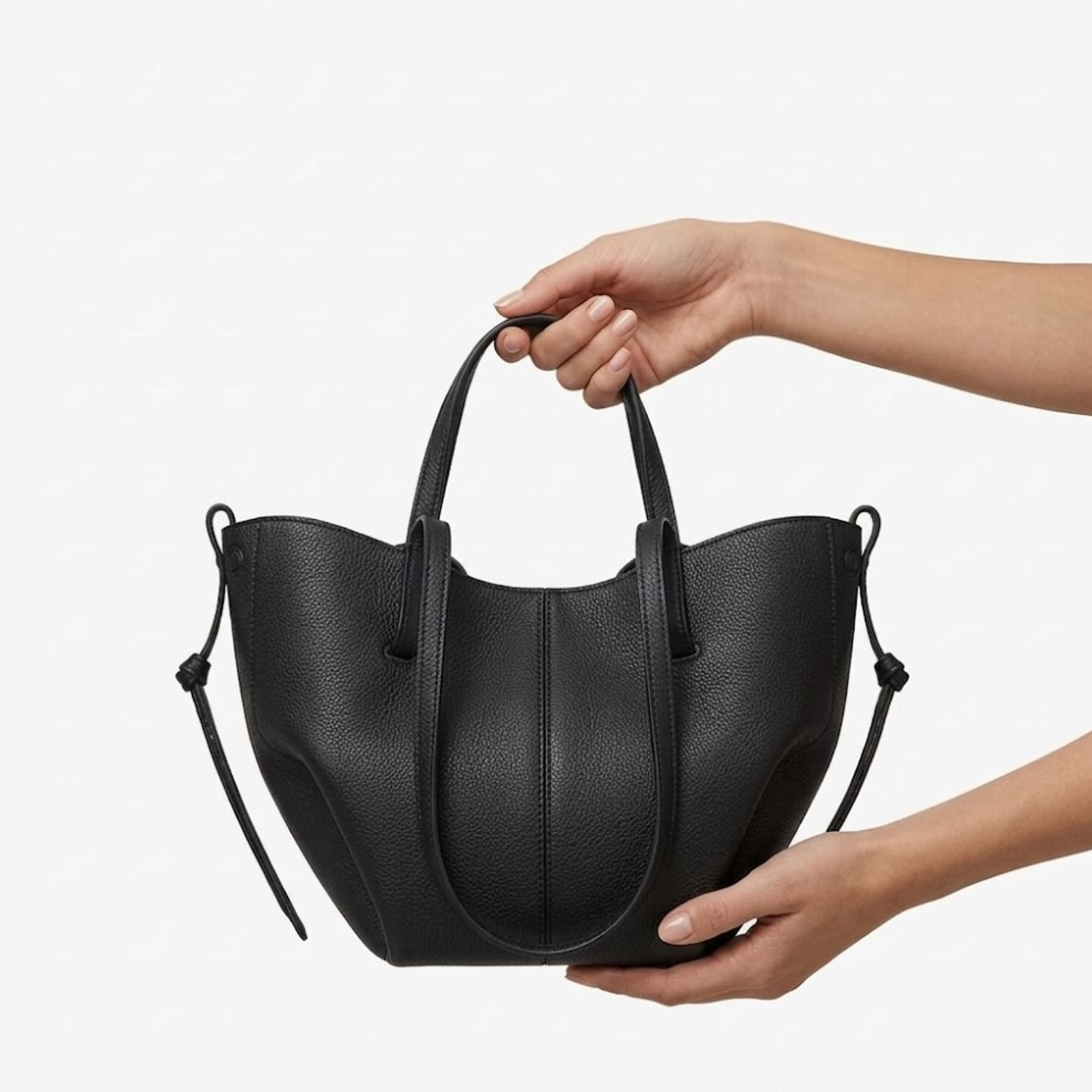 Sac à Main en Cuir de Grande Capacité avec Ailes Plissées pour Femme