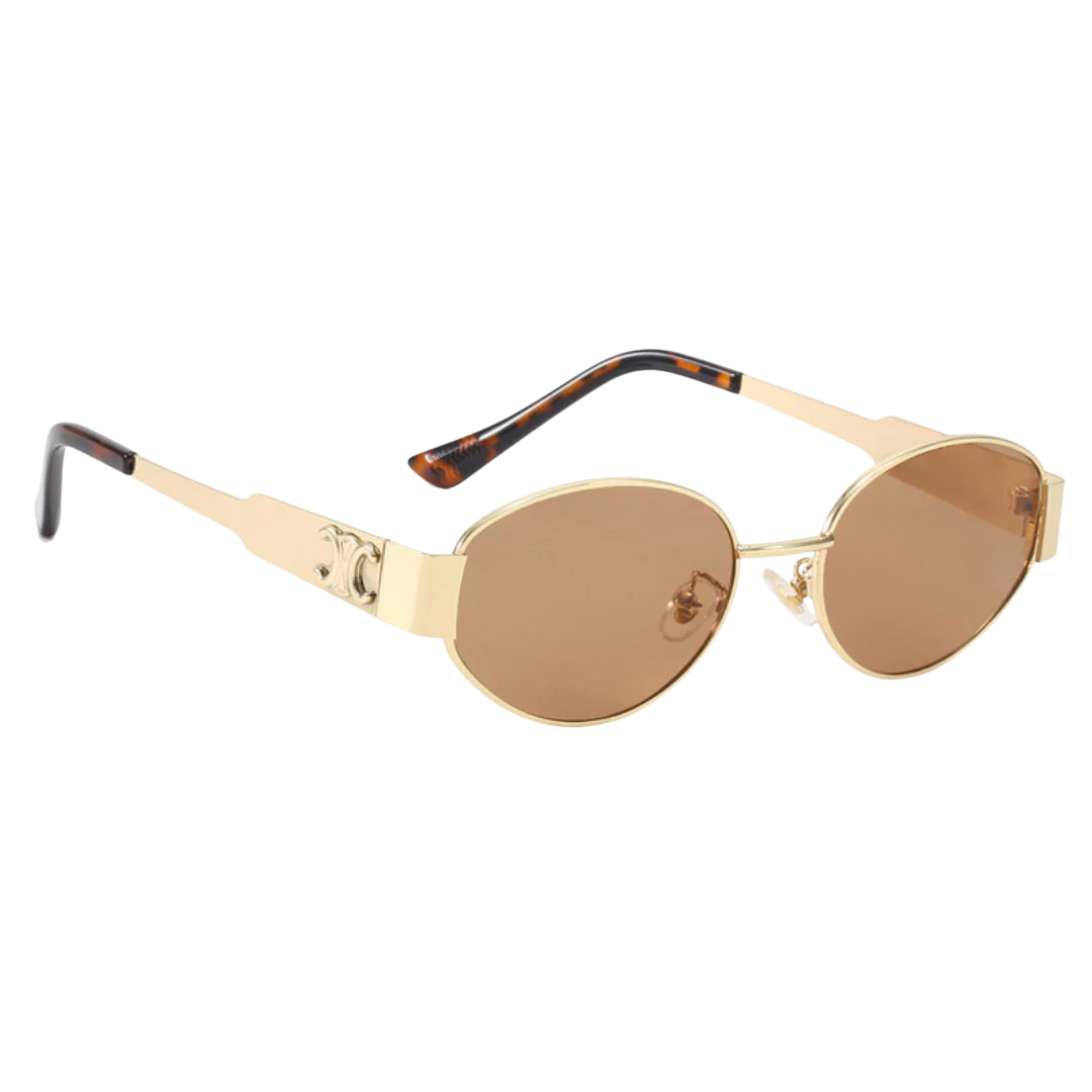Lunettes de Soleil Ovales Vintage en Métal avec Protection UV400 pour Femmes