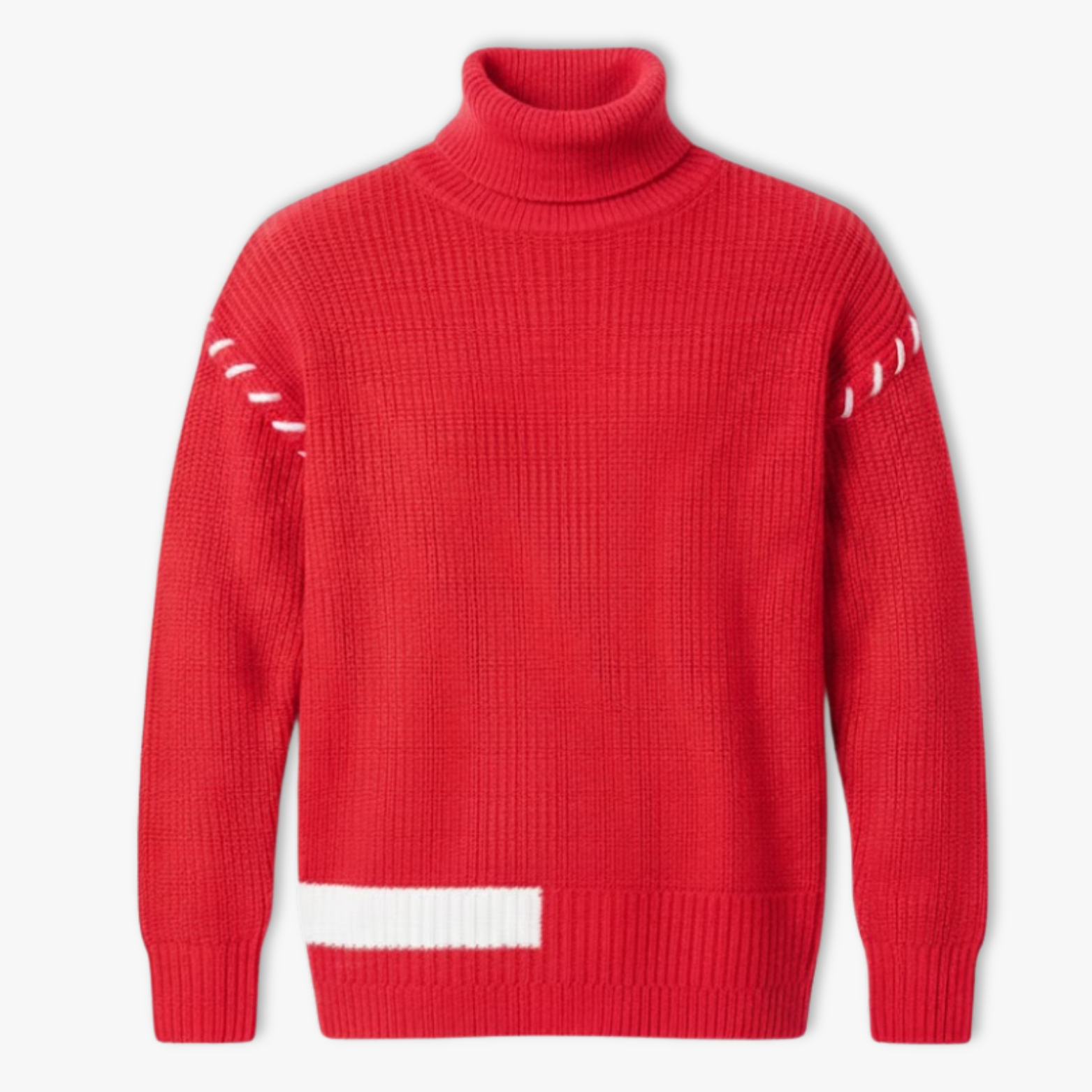 New men's turtleneck sweater, youthful and dynamic style, loose and relaxed fit, warm patchwork knit