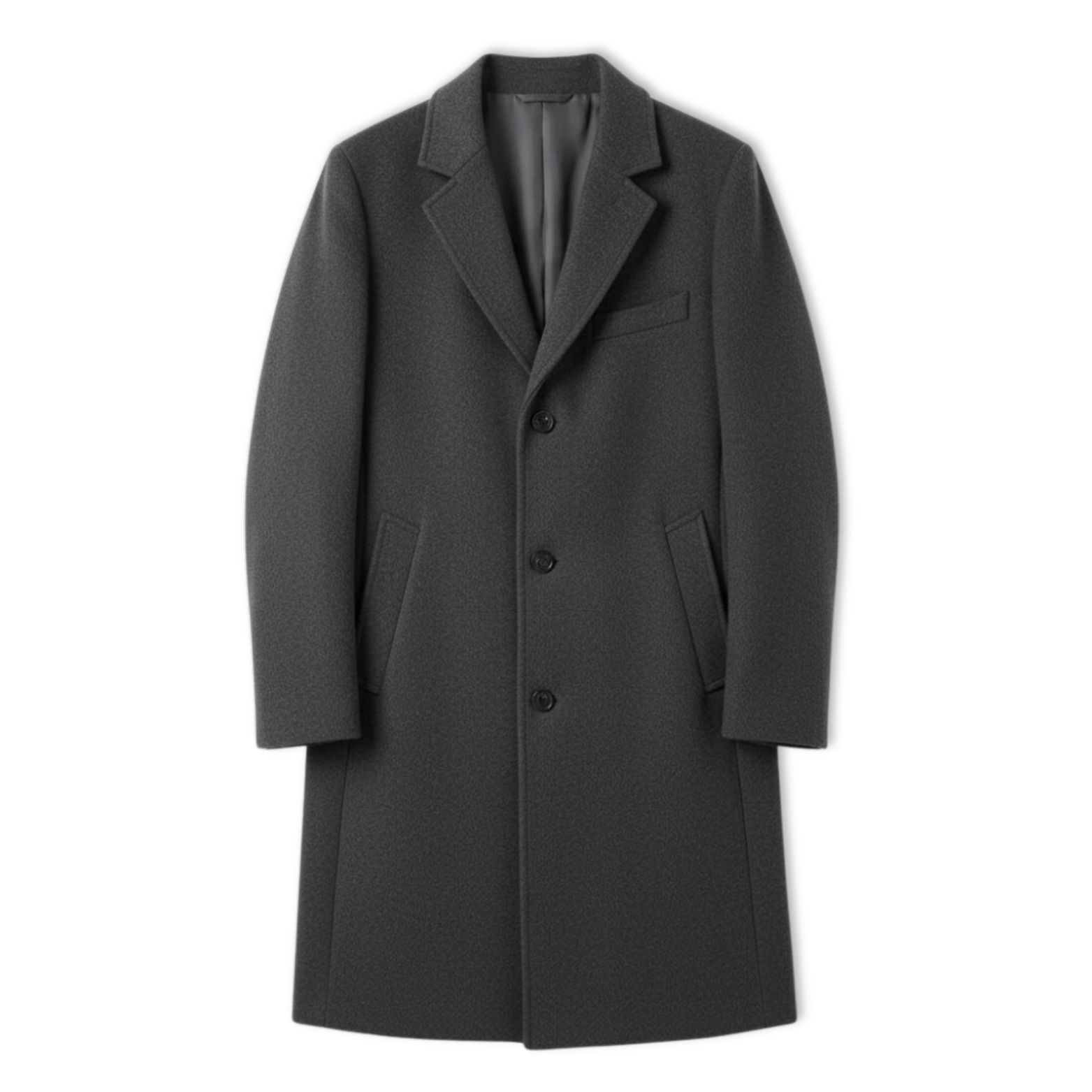 Luxury black trench coat for men with long sleeves, elegant casual coat