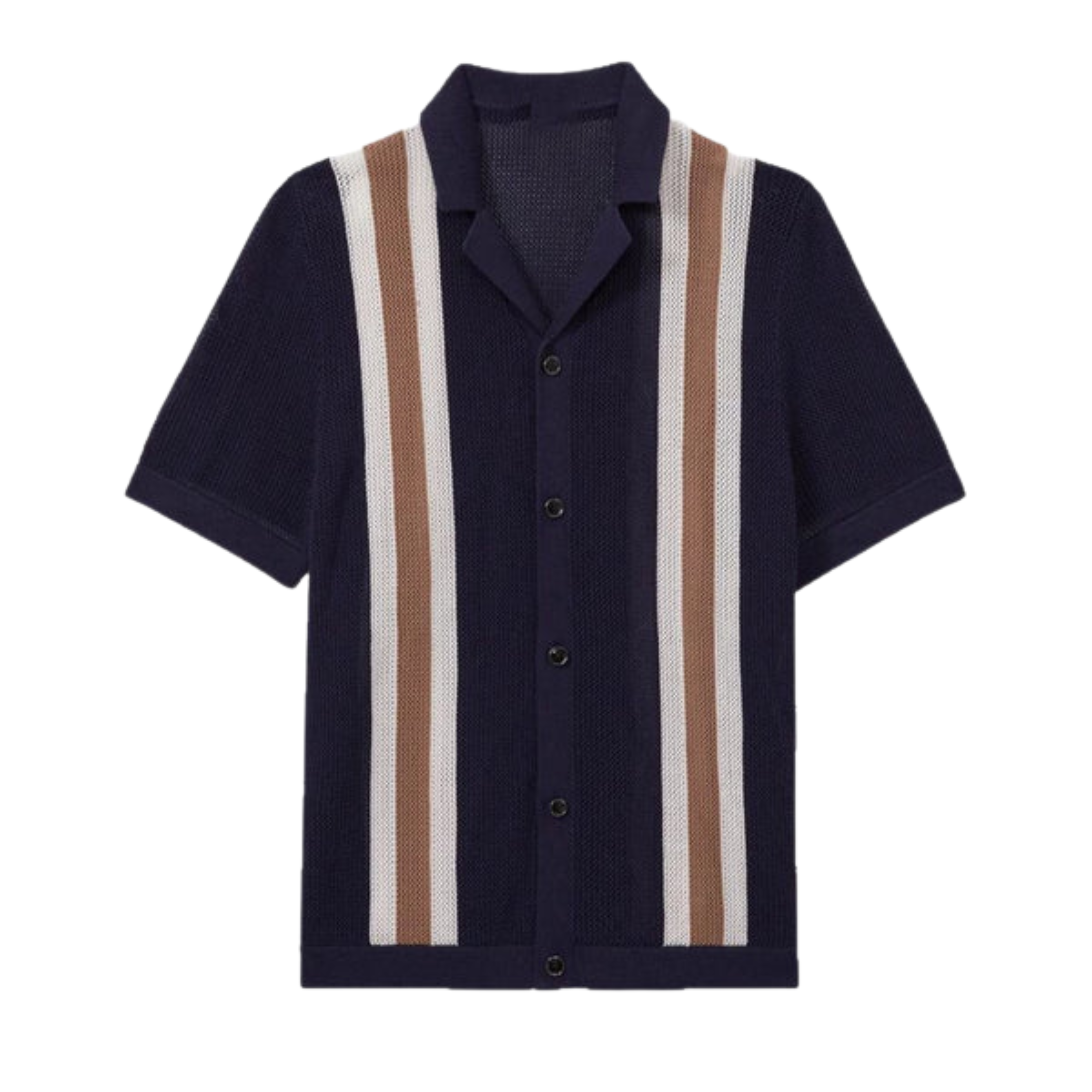 Men's knit polo — vertical stripes — vintage seaside style