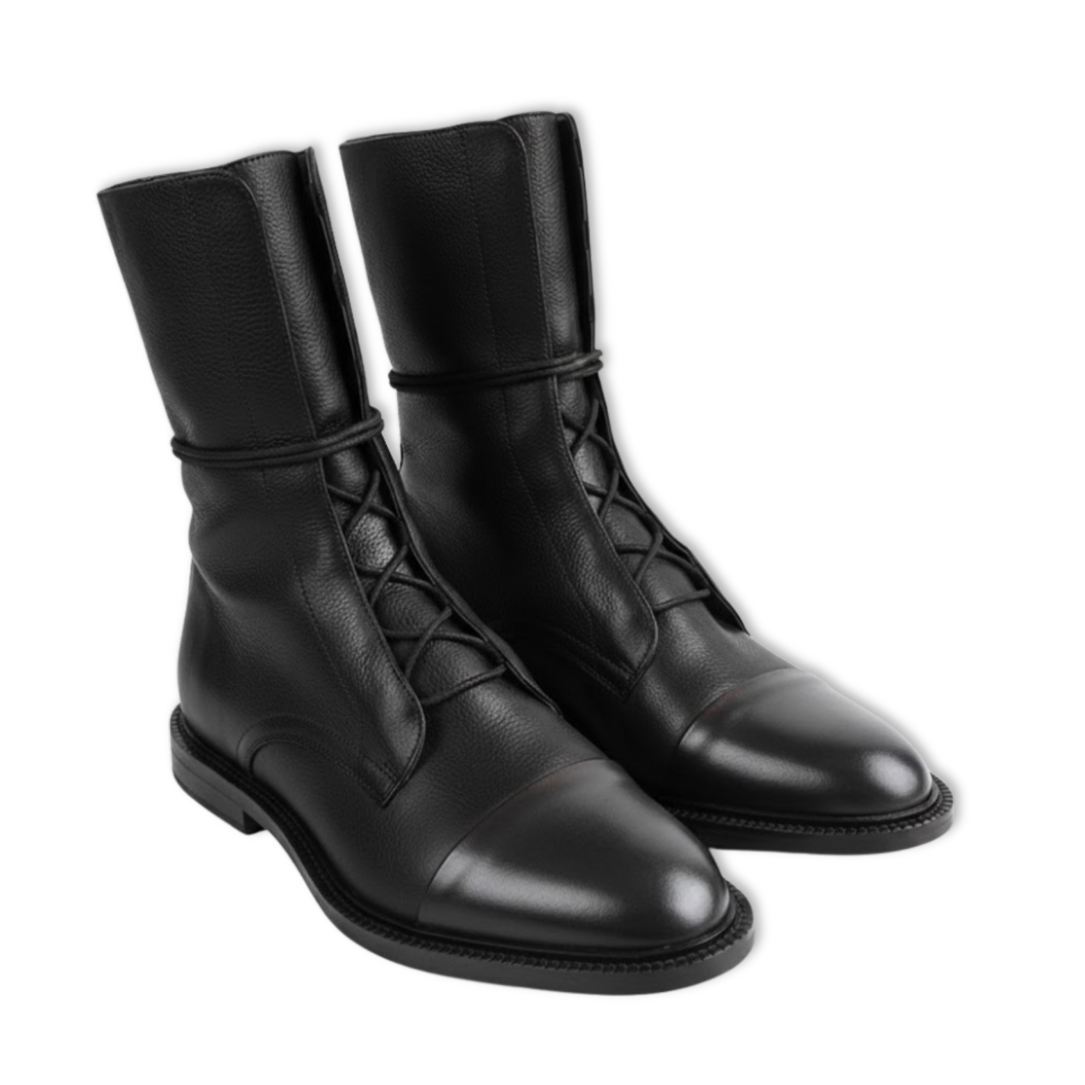 Bottines mi-mollet femme à lacets bicolores avec bout renforcé et semelle gomme