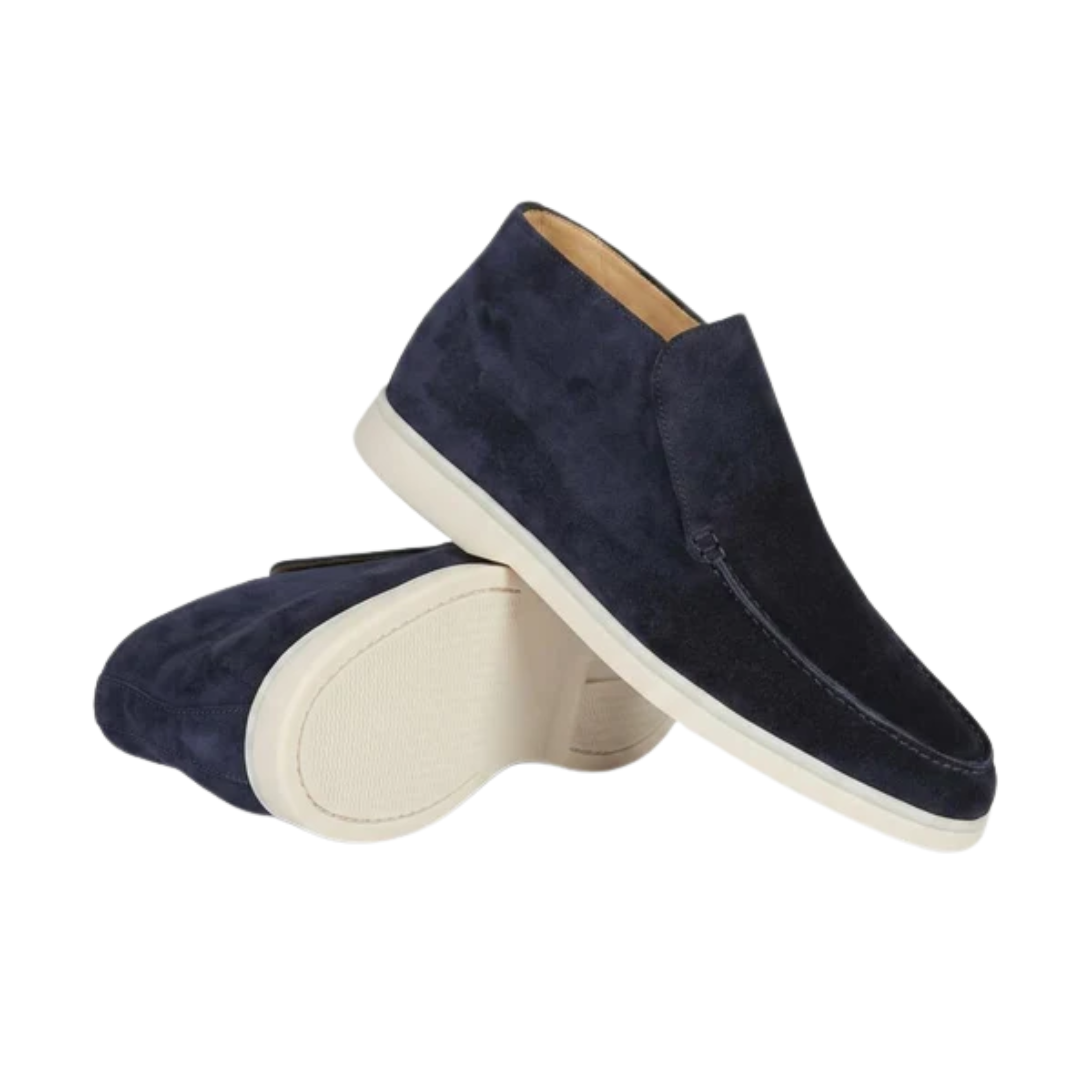 Mocasines altos para hombre — botines de ante para poner fácilmente — estilo oficina chic casual