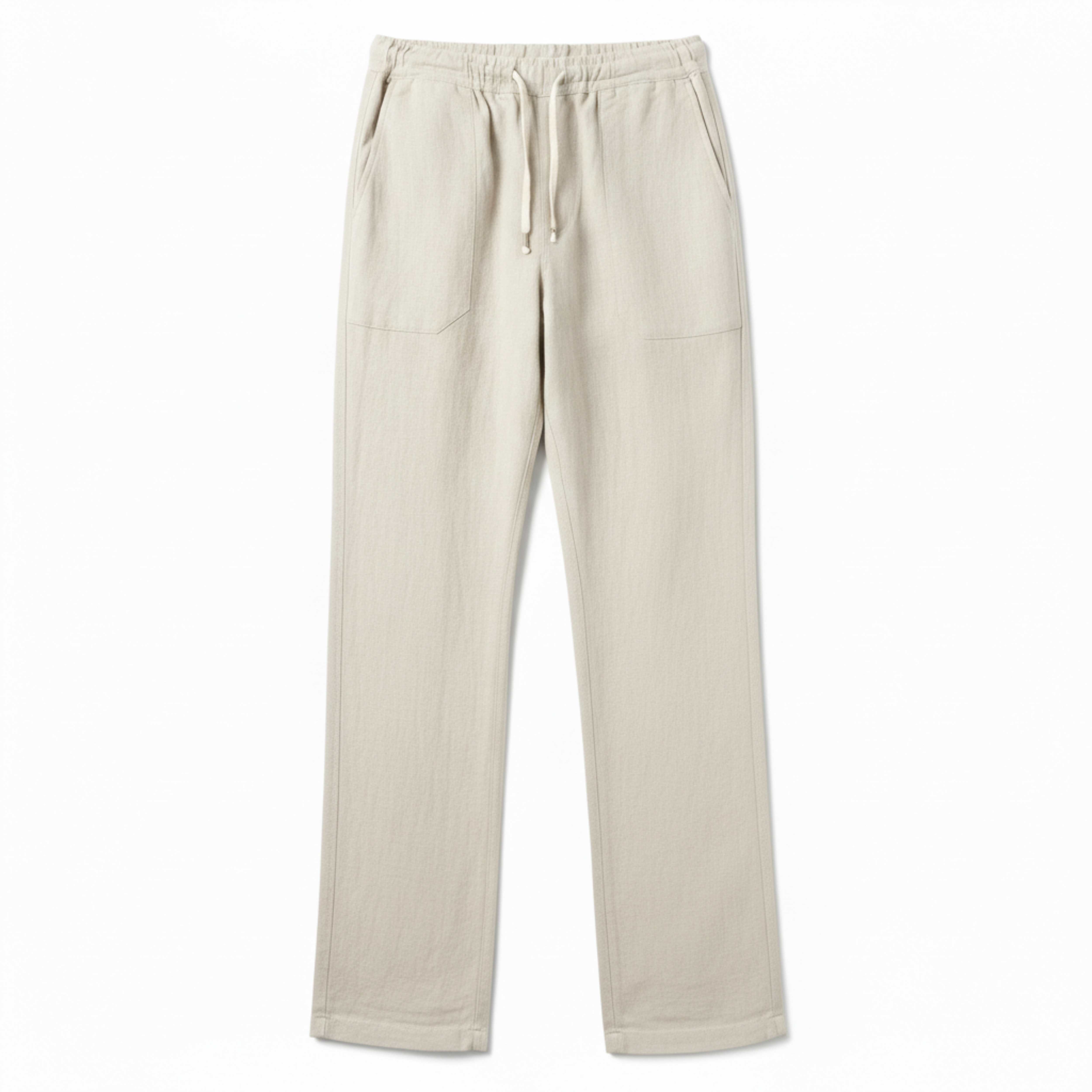 Herrenhose aus Baumwolle und Leinen mit elastischem Bund und geradem Schnitt