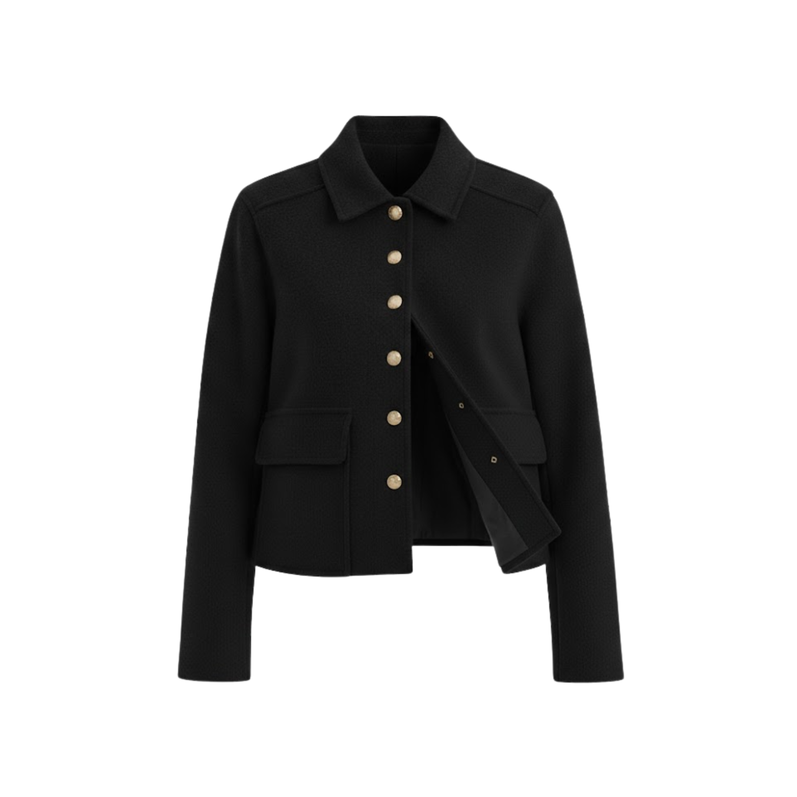 Cazadora corta tipo bomber para mujer con botones y mangas largas estilo urbano