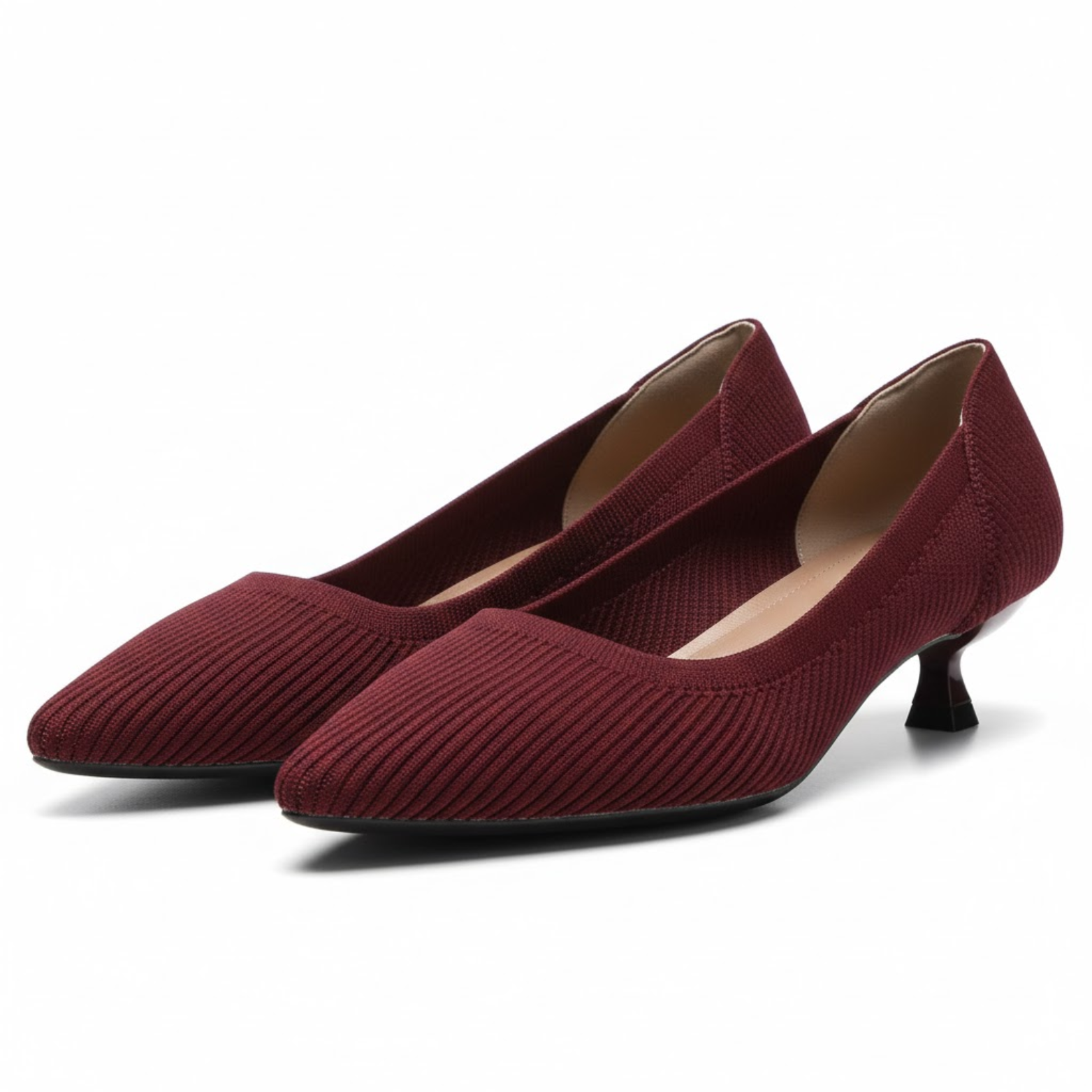 Escarpins en maille à bout pointu pour femme avec petit talon kitten heel