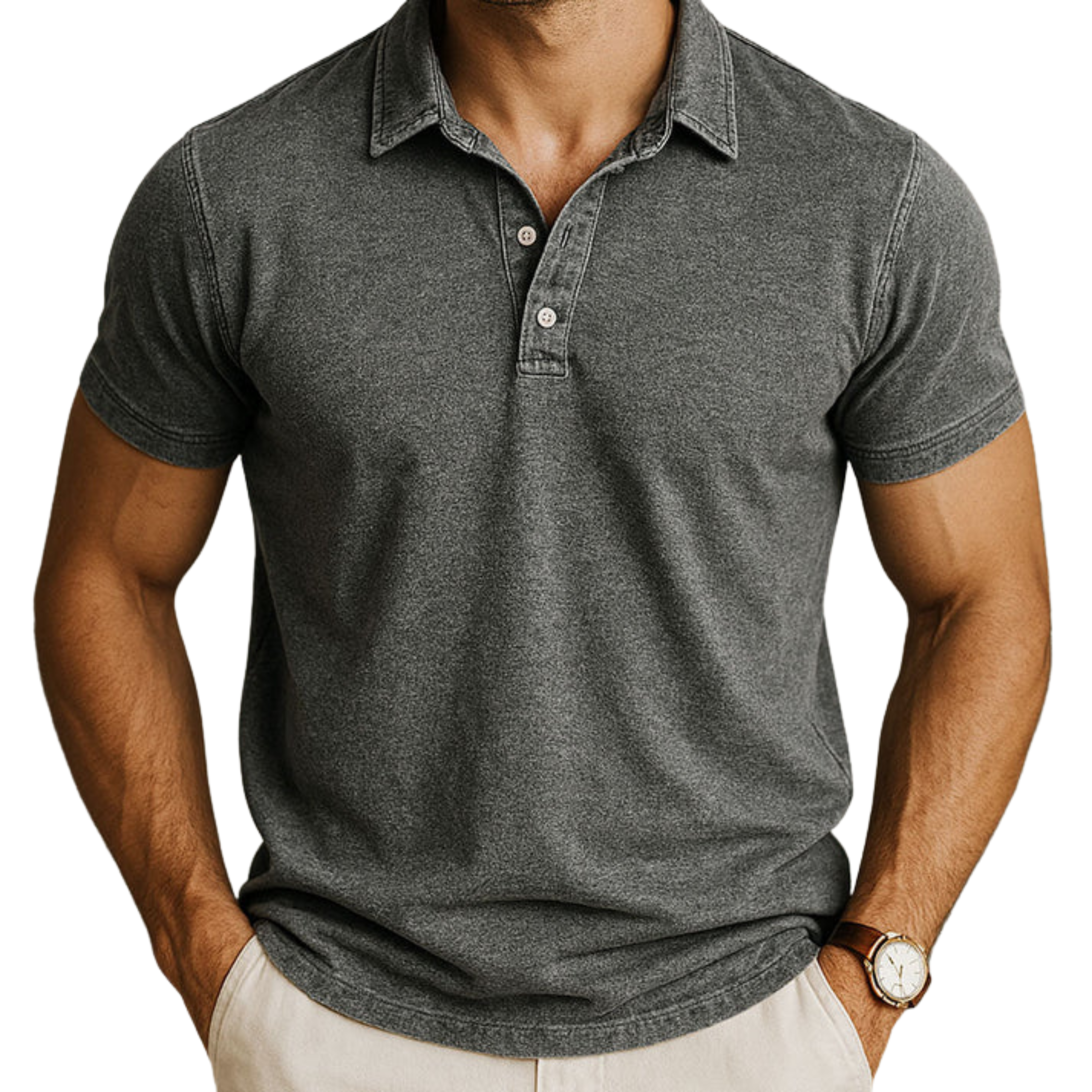 Pánské bavlněné polo — volný střih — vintage styl