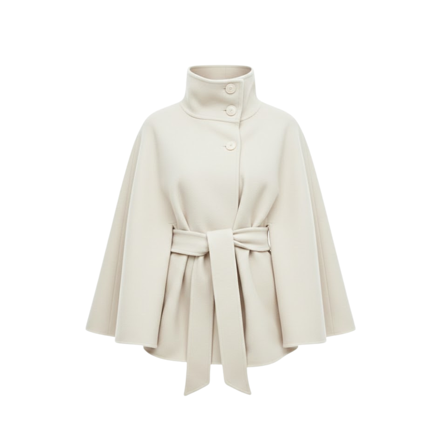 Strukturált köpenykabát övvel és álló gallérral