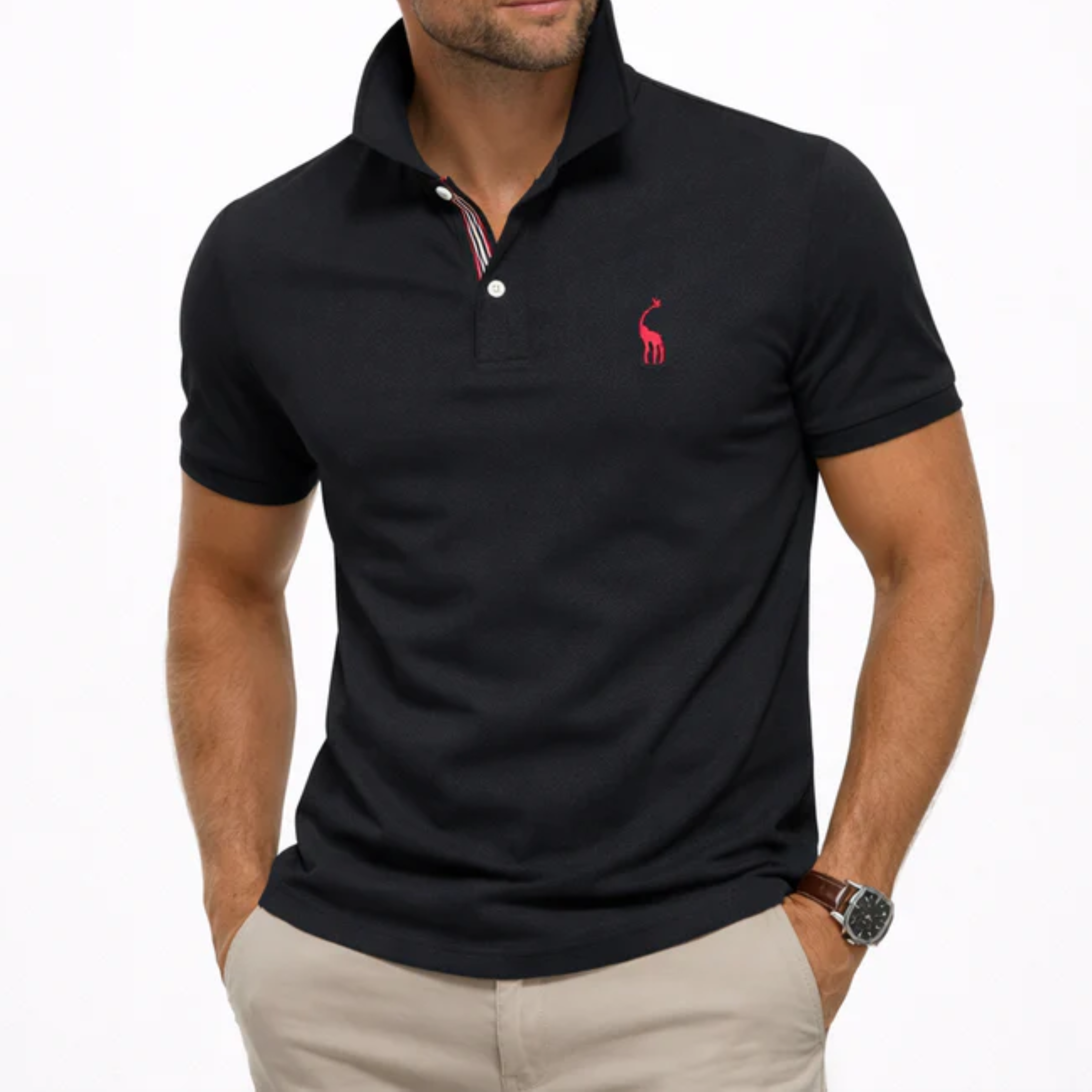 Pánské bavlněné polo — klasický střih — každodenní styl