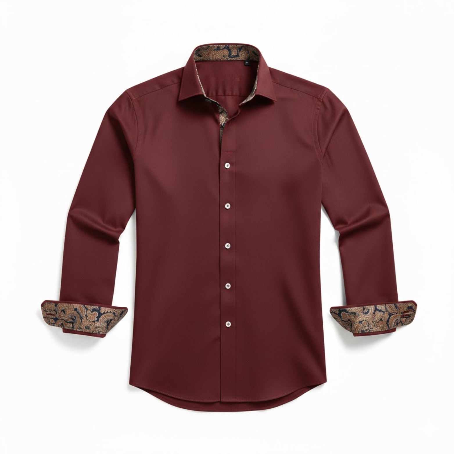 Fitted long-sleeve dress shirt for men with contrasting collar and cuffs