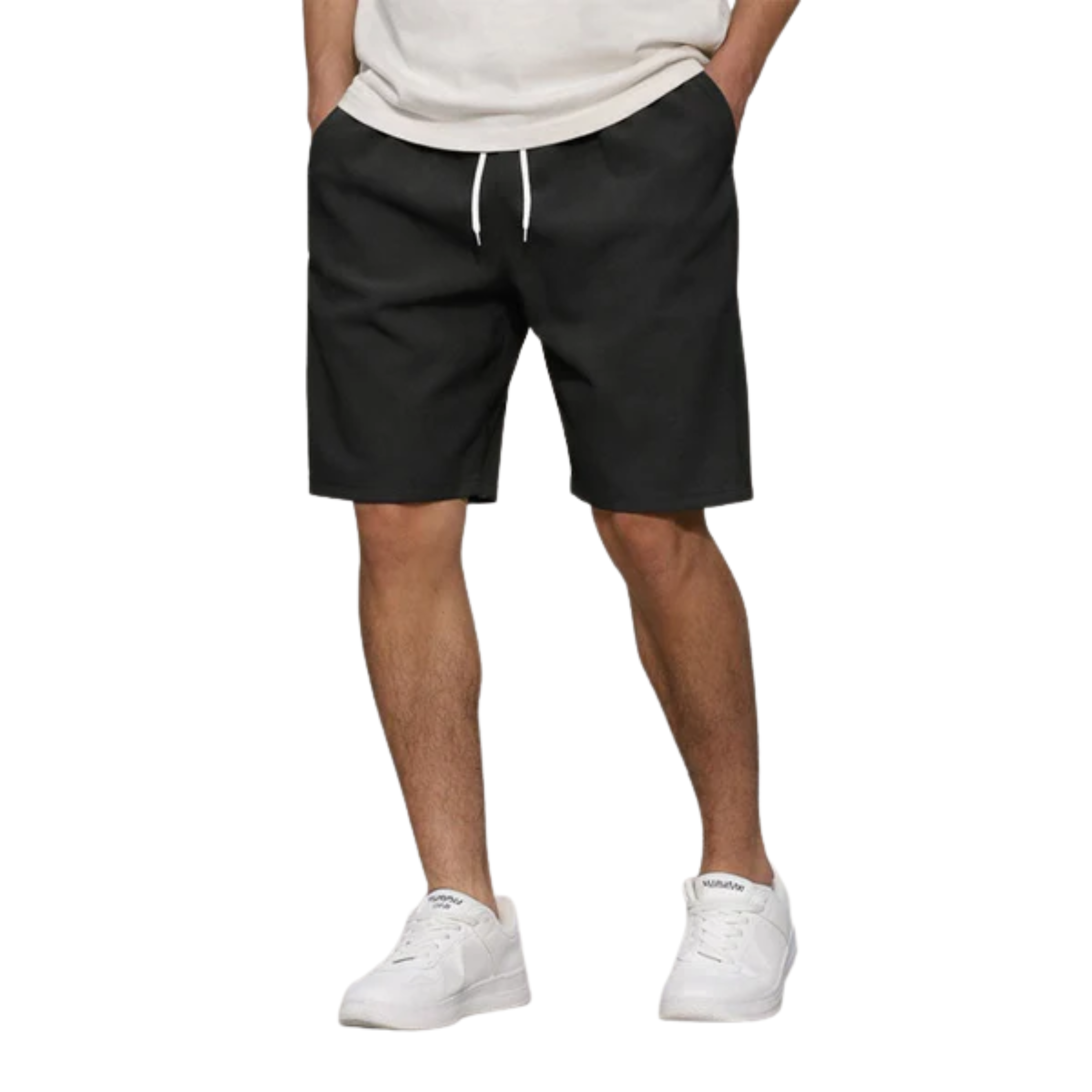 Pantaloni scurți sport pentru bărbați cu talie elastică și șnur de ajustare