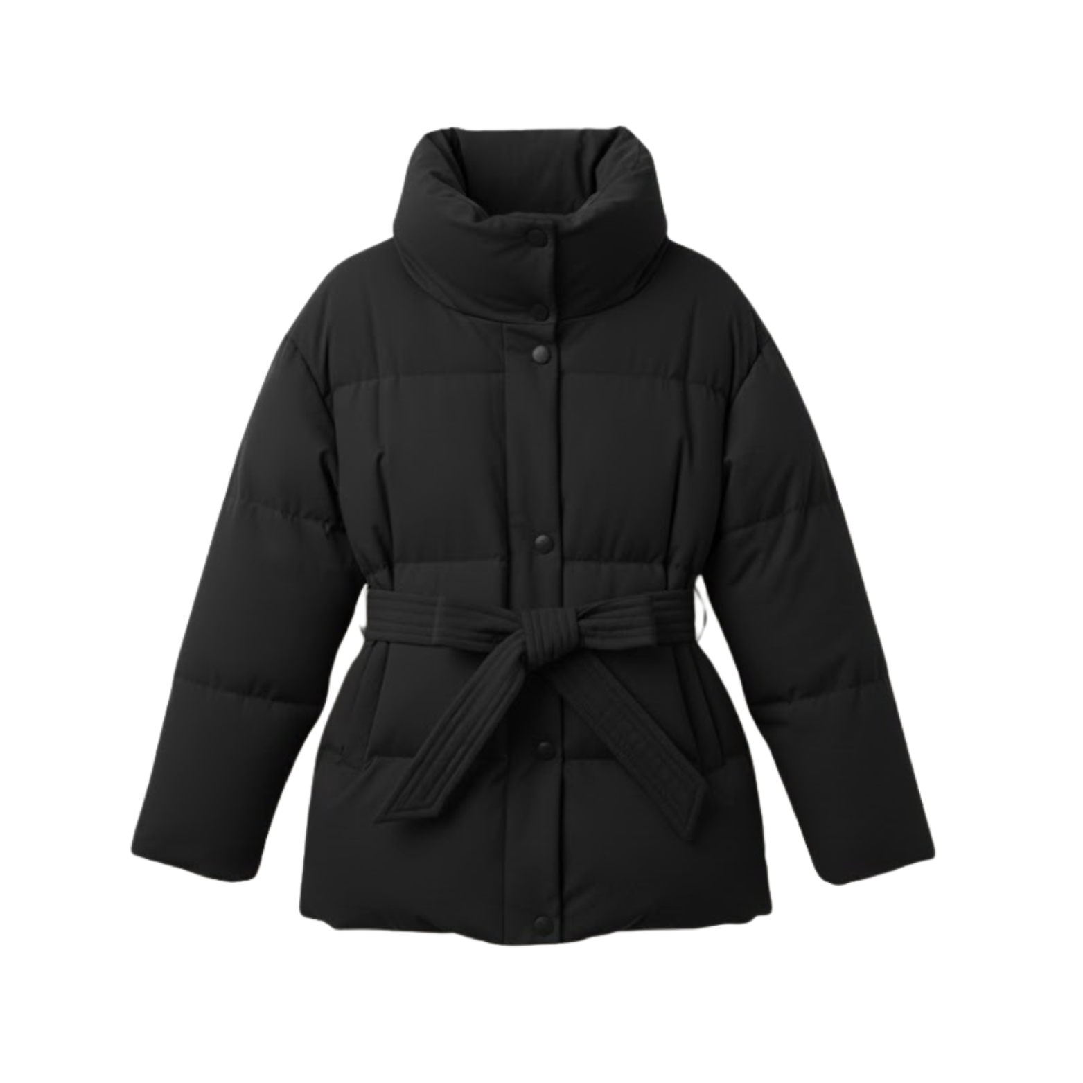 Cotton coat with lapel collar and waist tie, trendy warm long-sleeve jacket