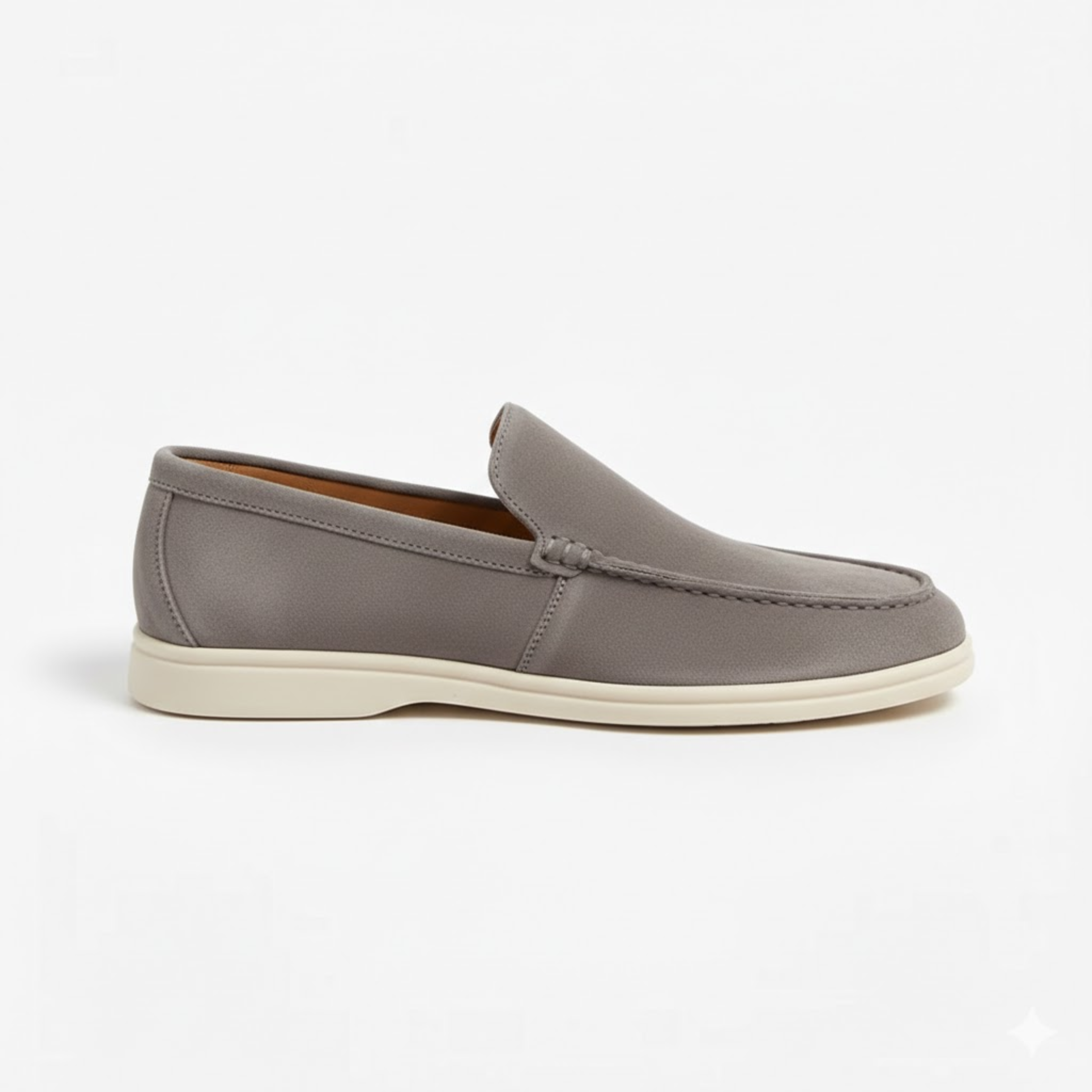 Mocassins en Daim de Vachette pour Hommes avec Couture Apparente et Semelle Souple