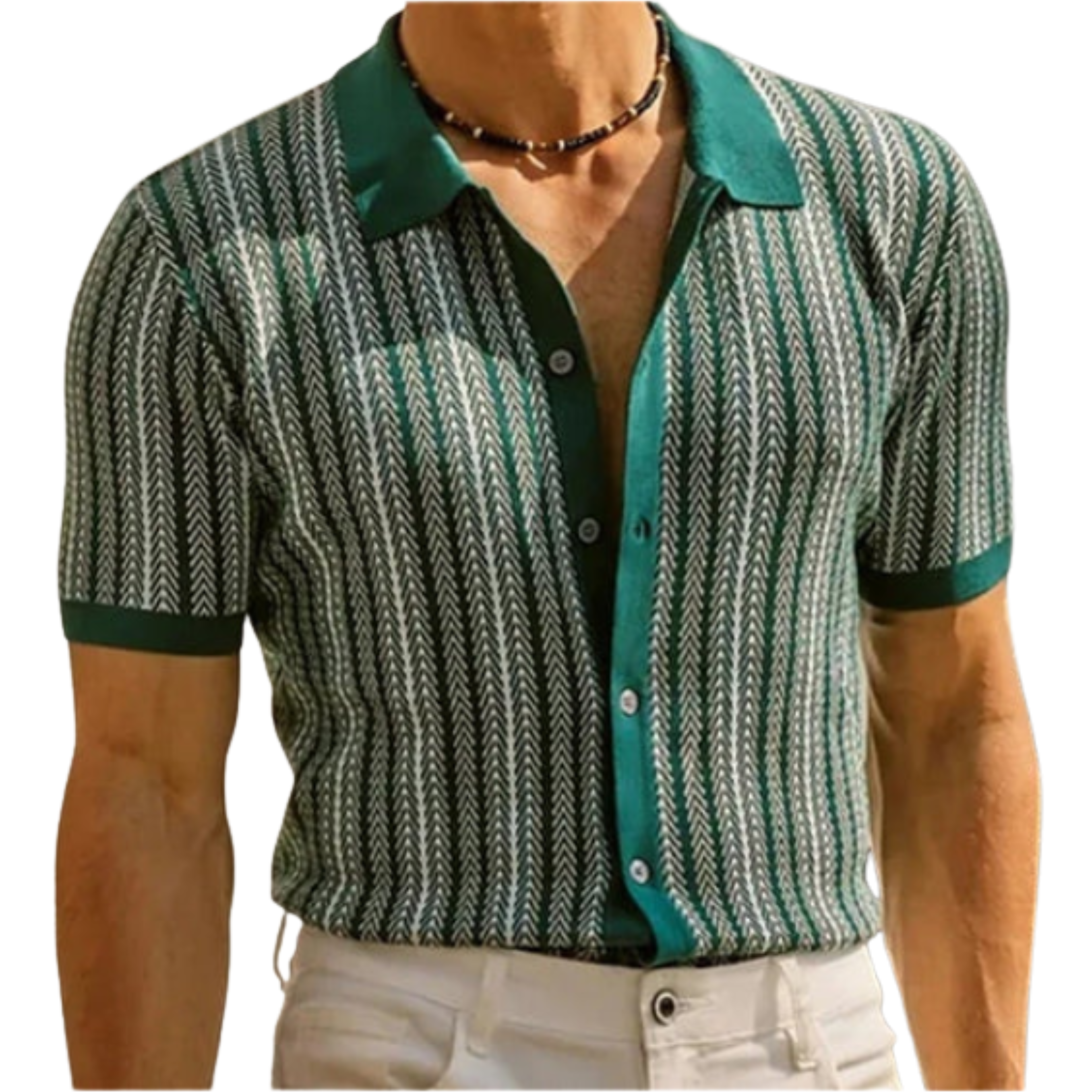 Cotton knit chemisette — buttoned polo style — semi-formal