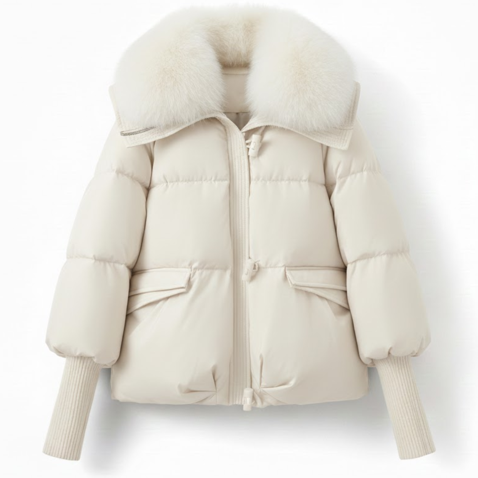 Women's Thick Quilted Cotton Winter Jacket with Faux Fur Collar – Warm Parka