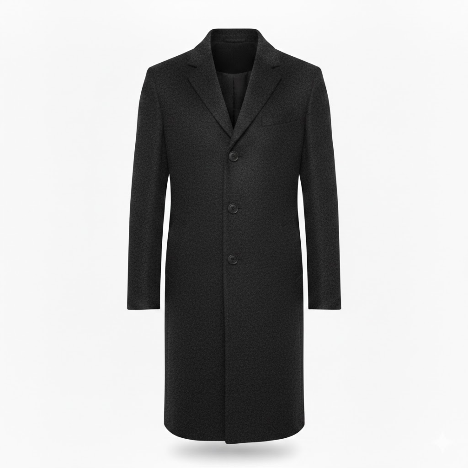 Manteau long homme col rabattu bouton unique coupe moderne ajustée