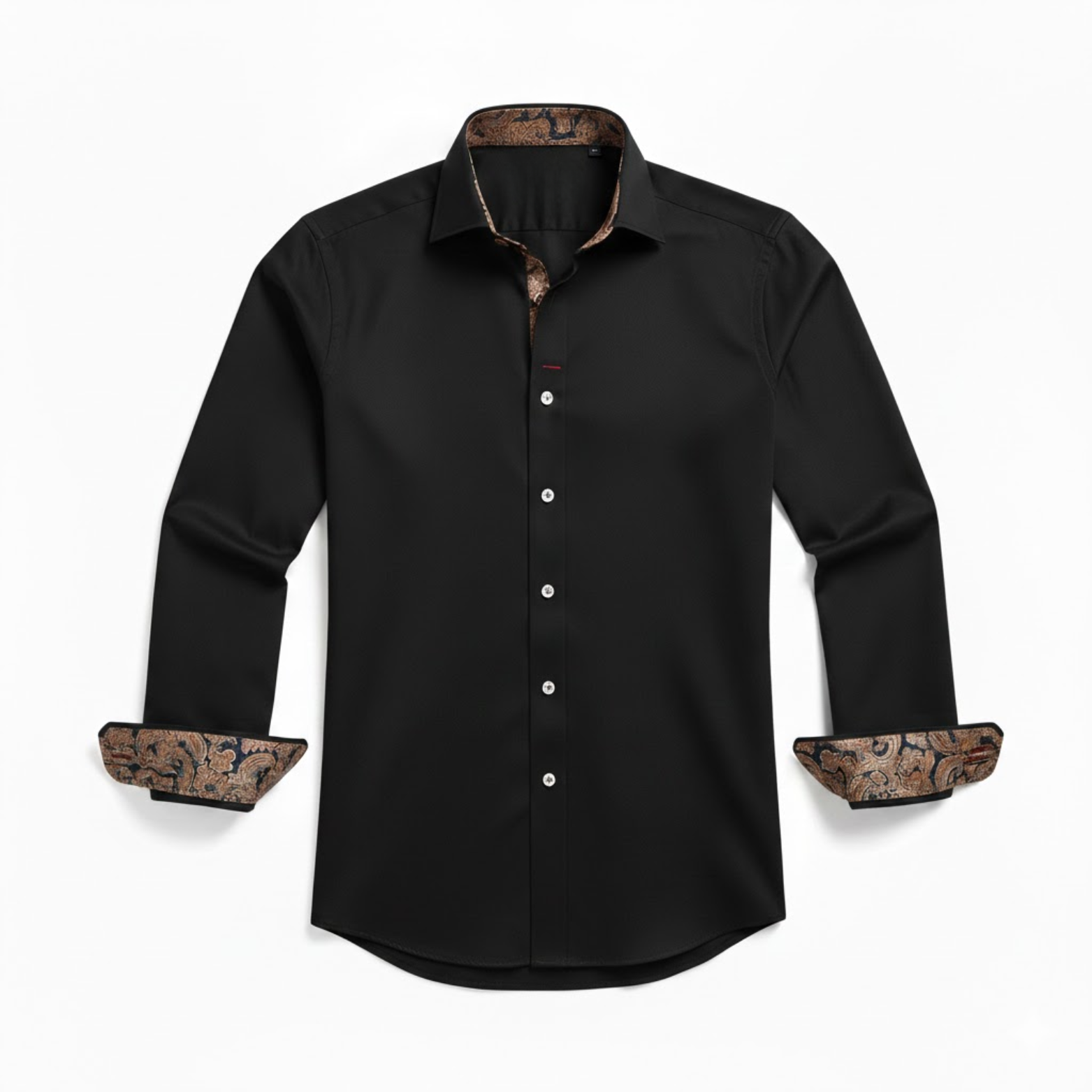 Fitted long-sleeve dress shirt for men with contrasting collar and cuffs