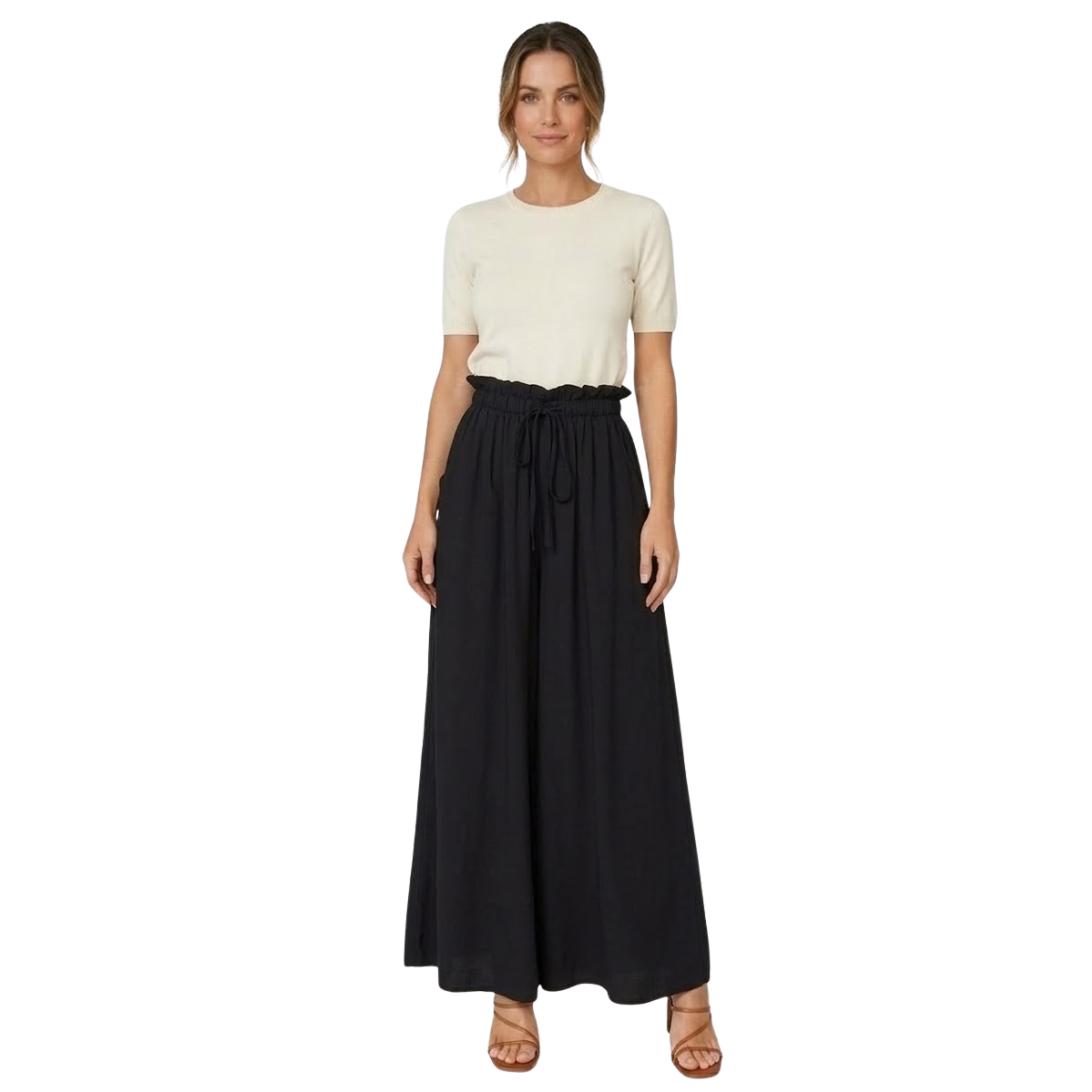 Luźne spodnie w kropki dla kobiet z elastycznym pasem i sznurkiem do ściągania