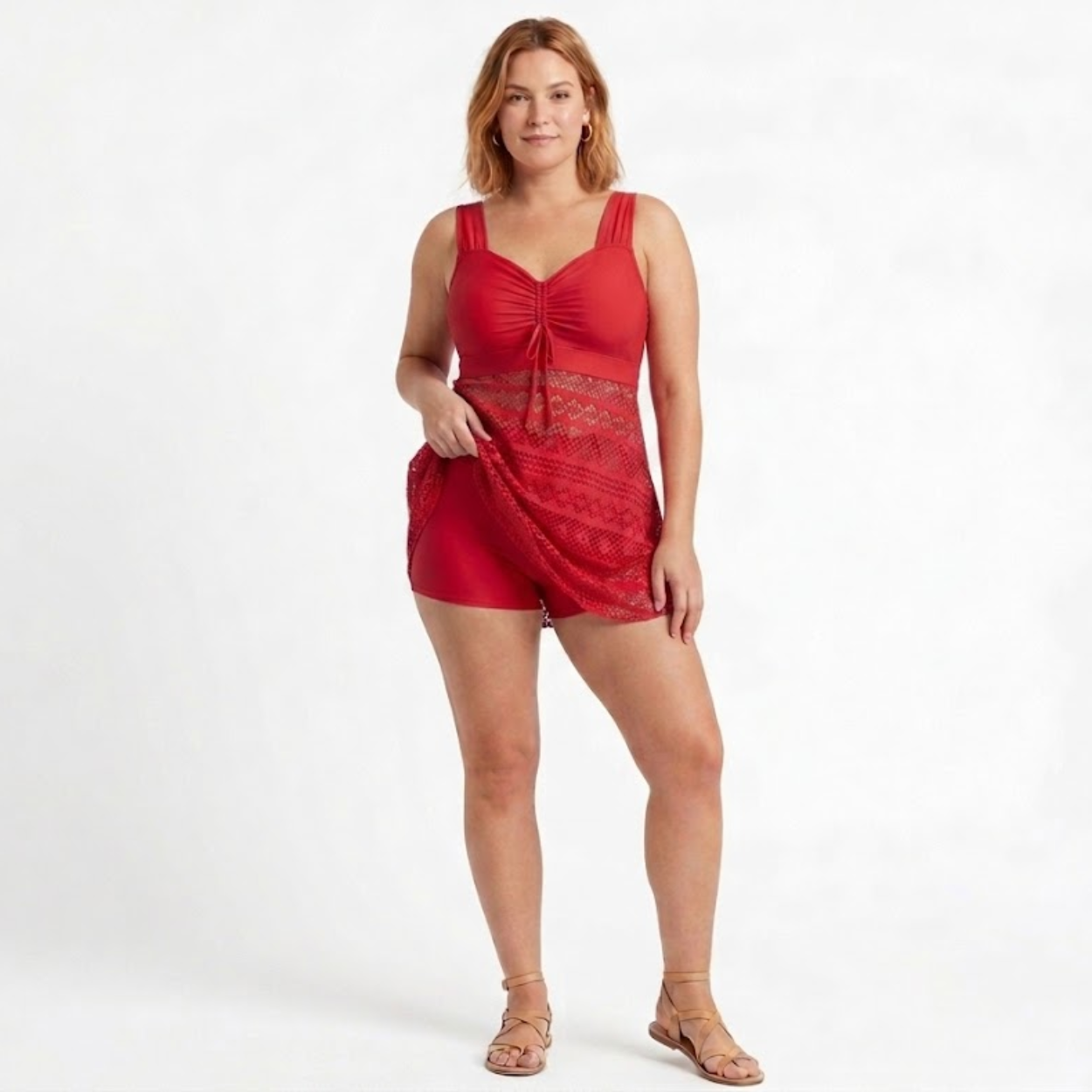 Tankini sæt til kvinder med højtaljet top og shorts