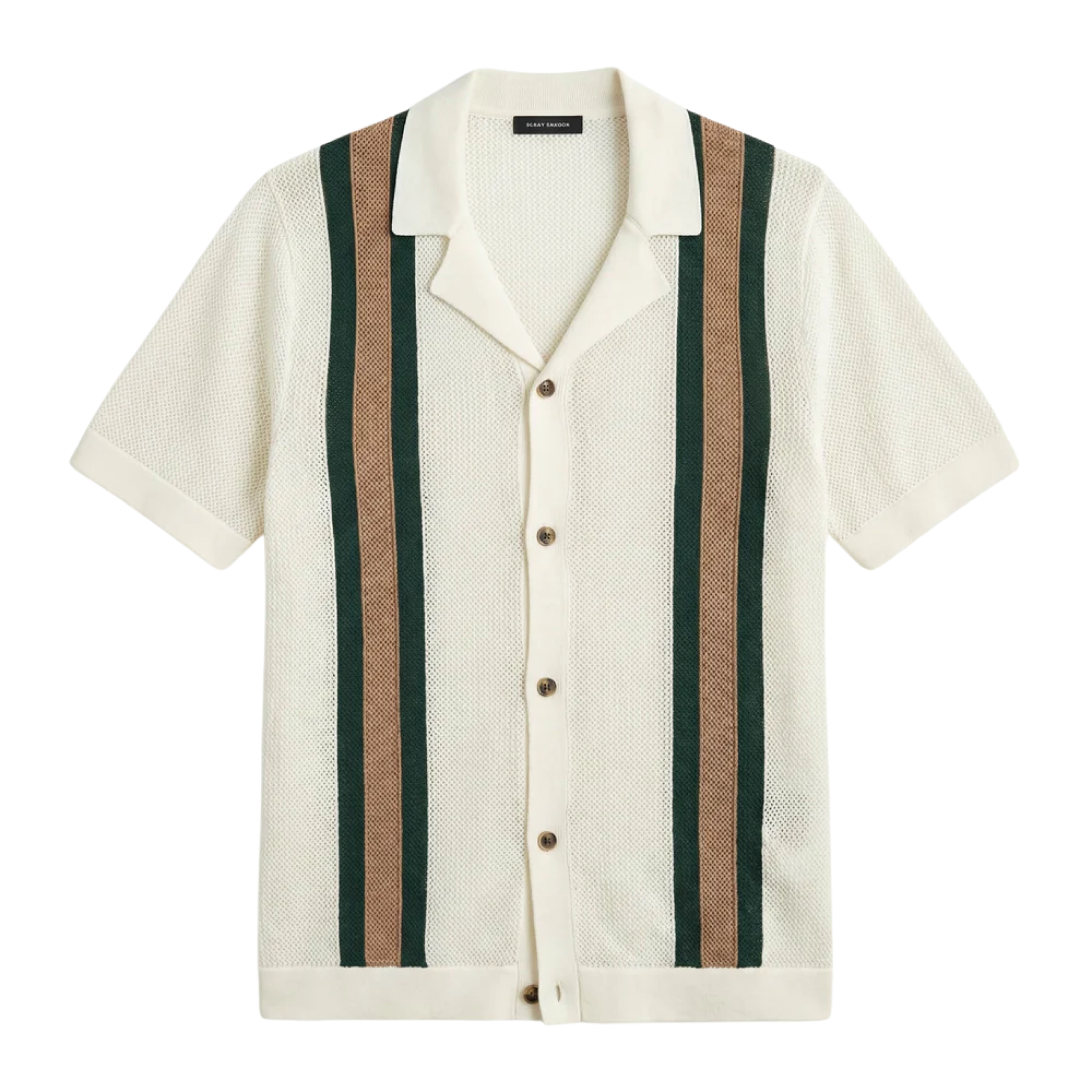 Men's knit polo — vertical stripes — vintage seaside style