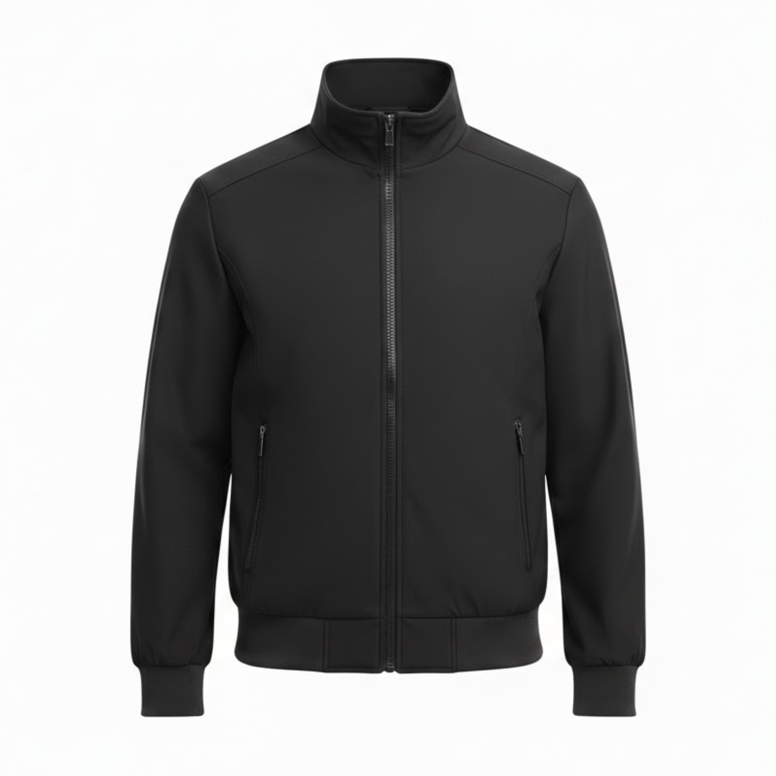 Light bomber jacket for men with stand-up collar and zipper, slim fit