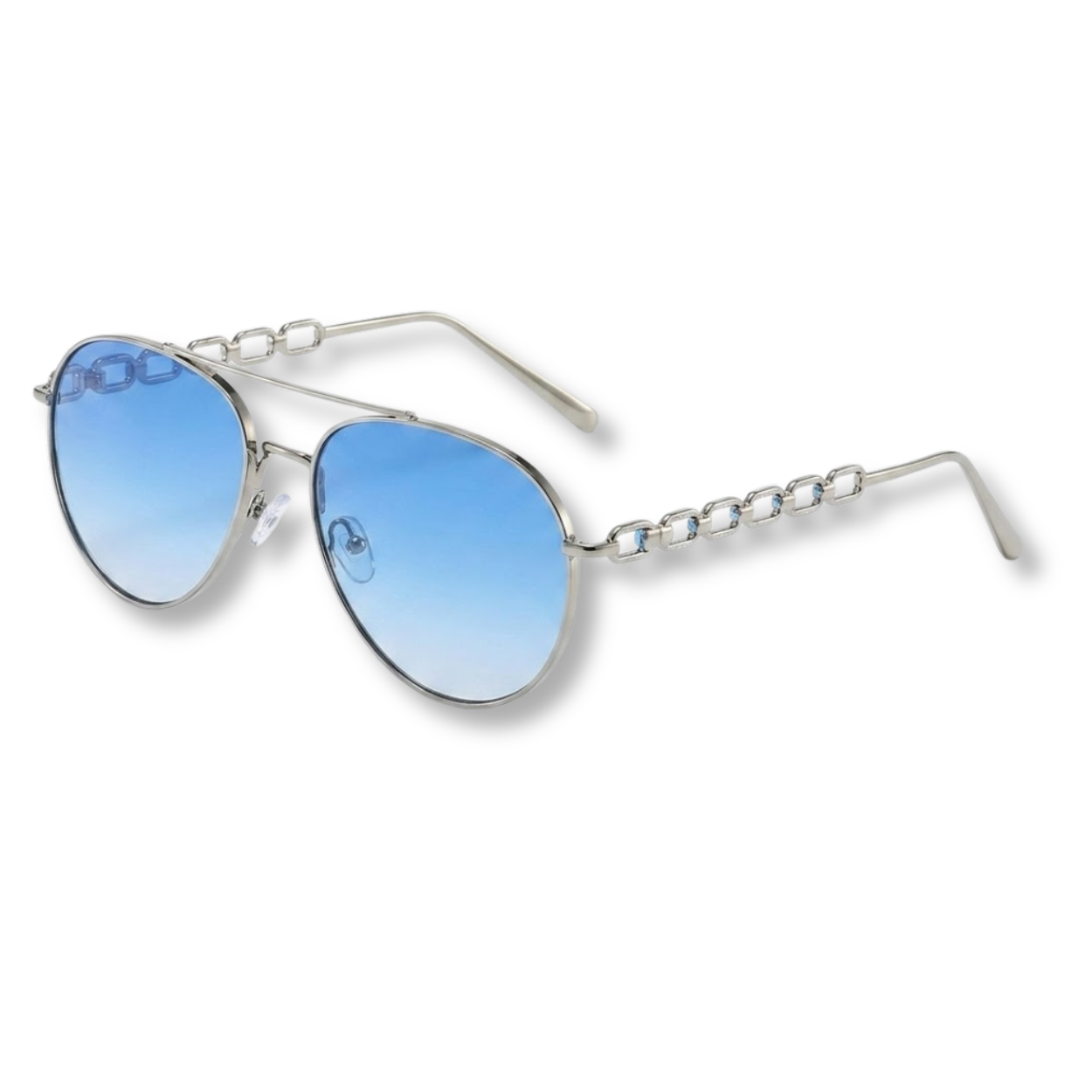 Women's Aviator Glasses with Chain Temples and Gradient Lenses