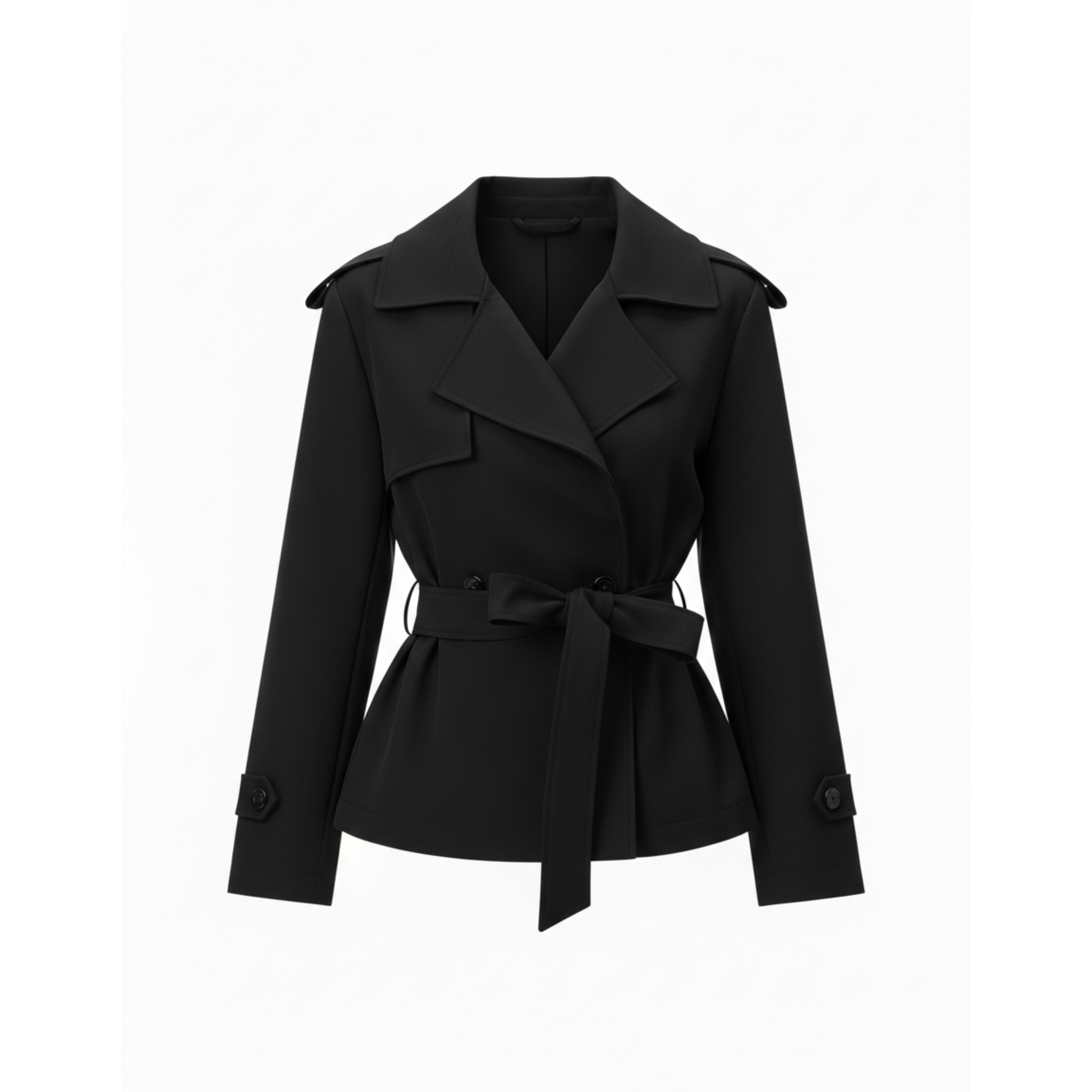 Trenchcoat kurz aus Polyester mit Gürtel und Reverskragen für Damen