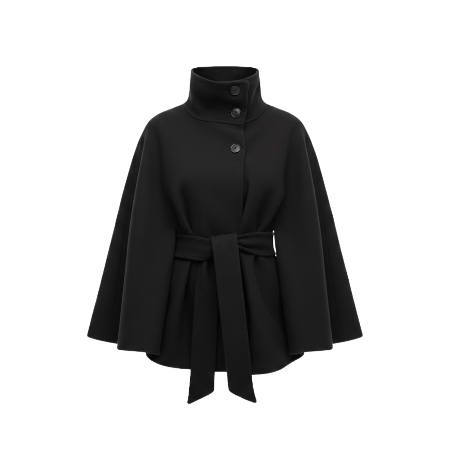 Strukturált köpenykabát övvel és álló gallérral