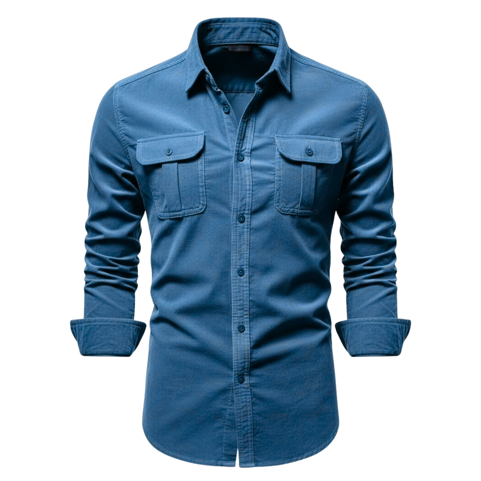 Camisa de pana 100% algodón para hombre corte ajustado con bolsillos en el pecho