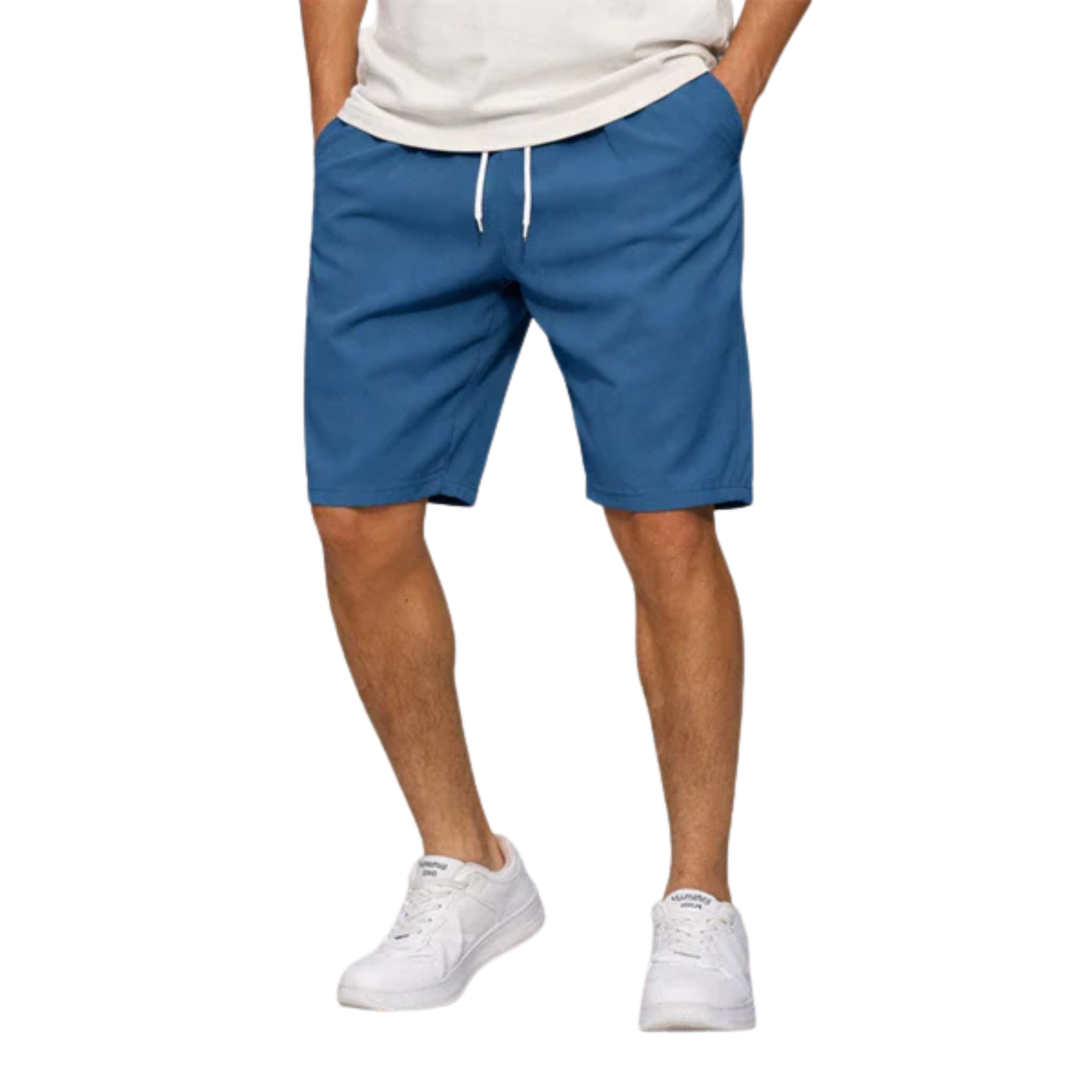 Pantaloni scurți sport pentru bărbați cu talie elastică și șnur de ajustare