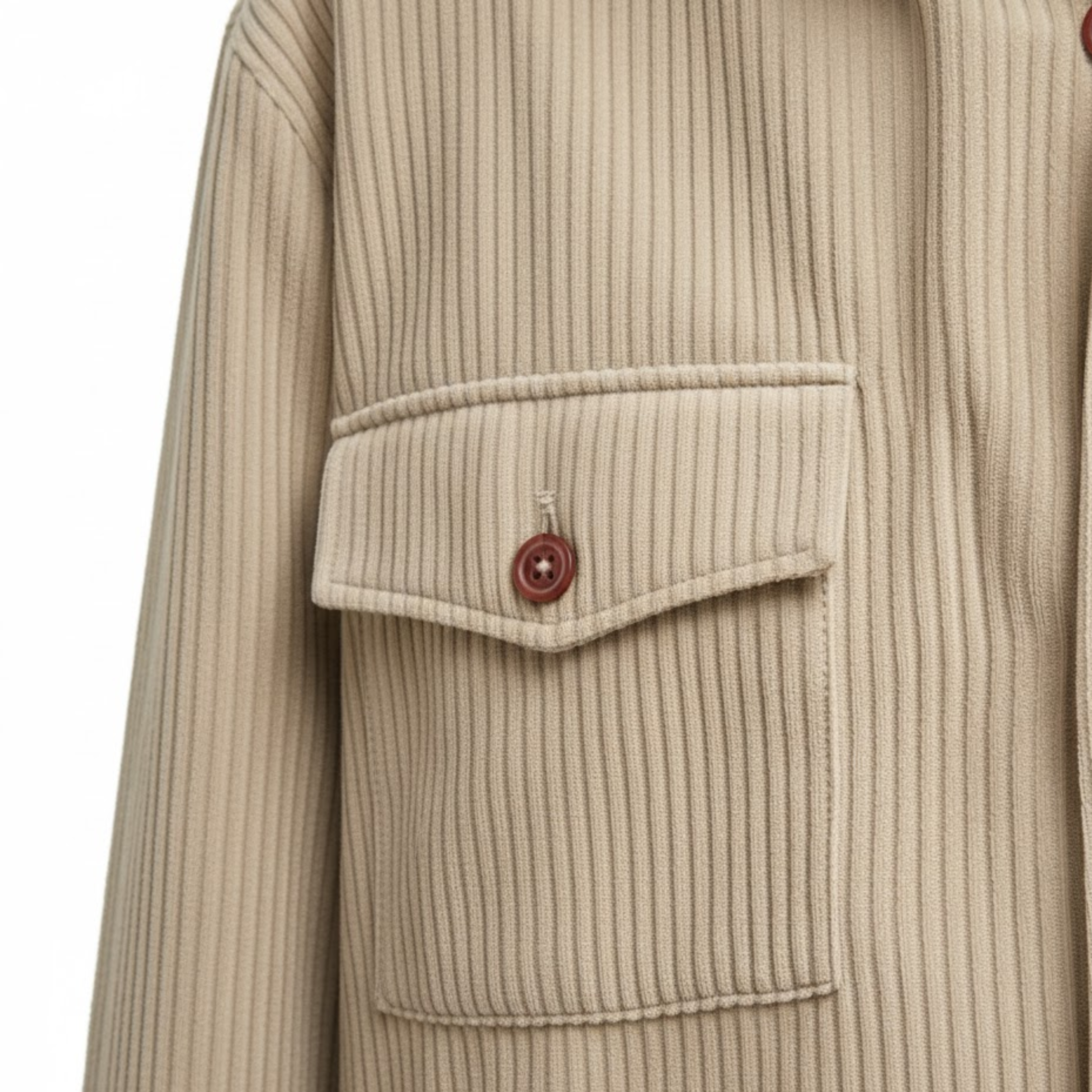 Camicia cargo da uomo in velluto a coste a maniche corte con tasche sul petto